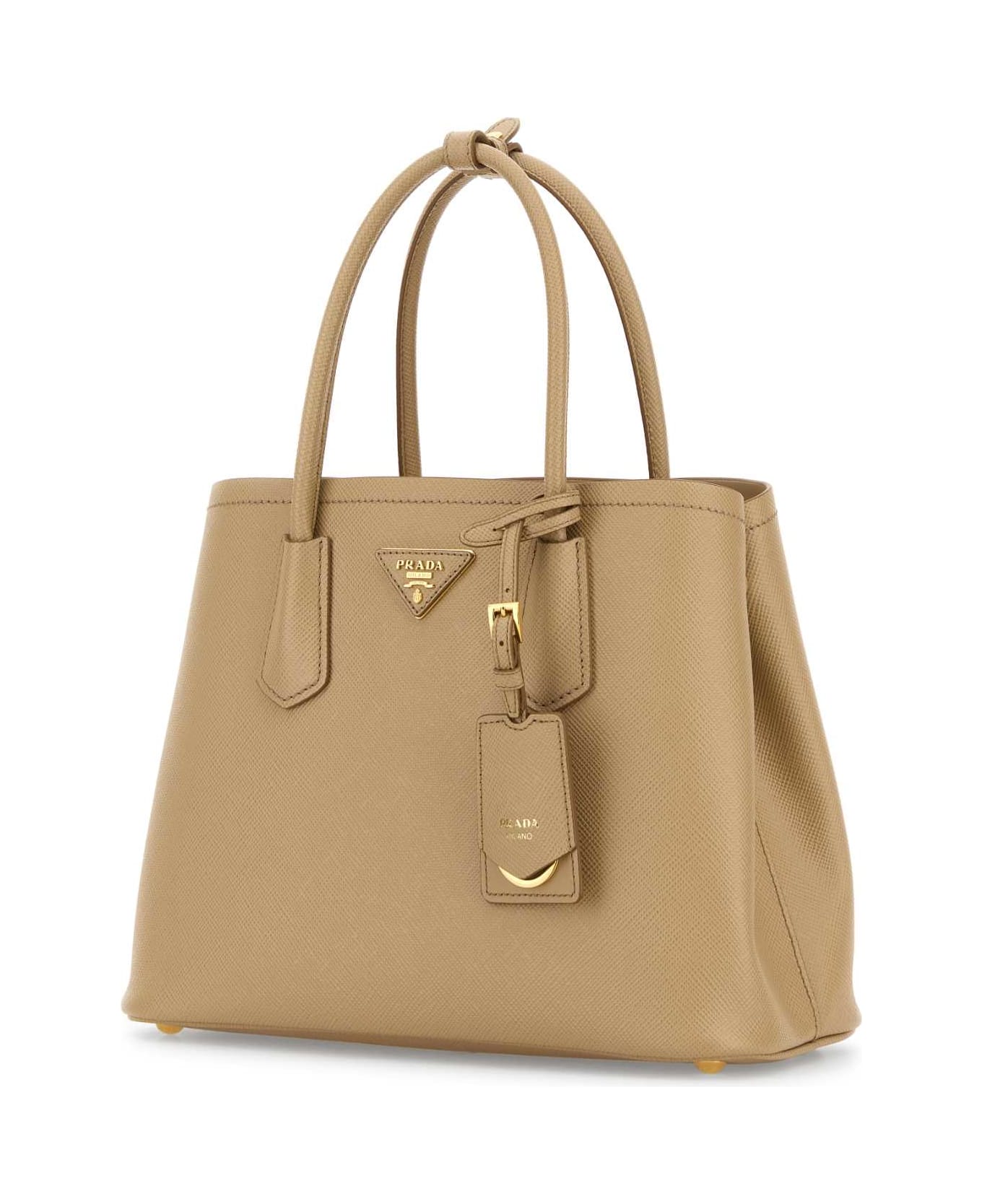 Prada Sand Leather Small Double Handbag - SABBIA