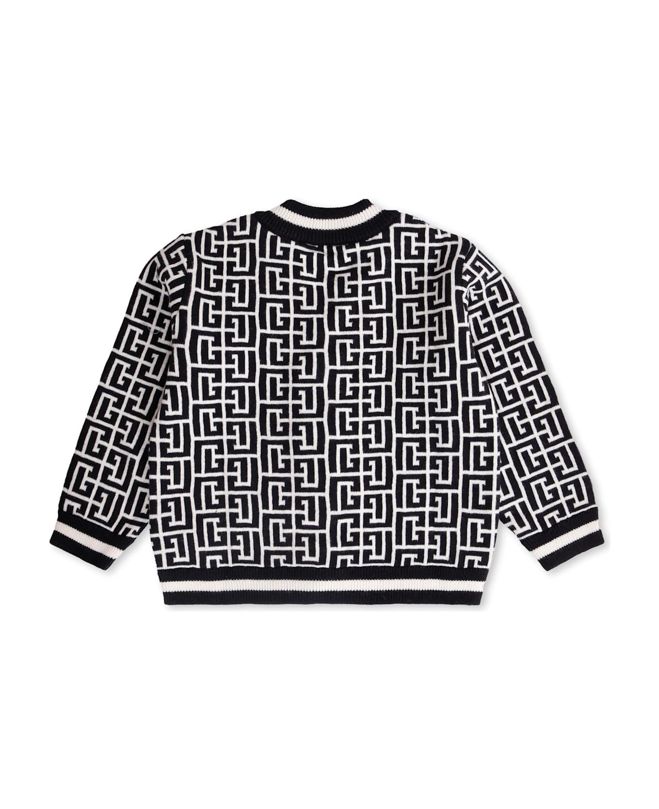 Balmain Black Cardigan For Baby Boy With Labyrinth - Black
