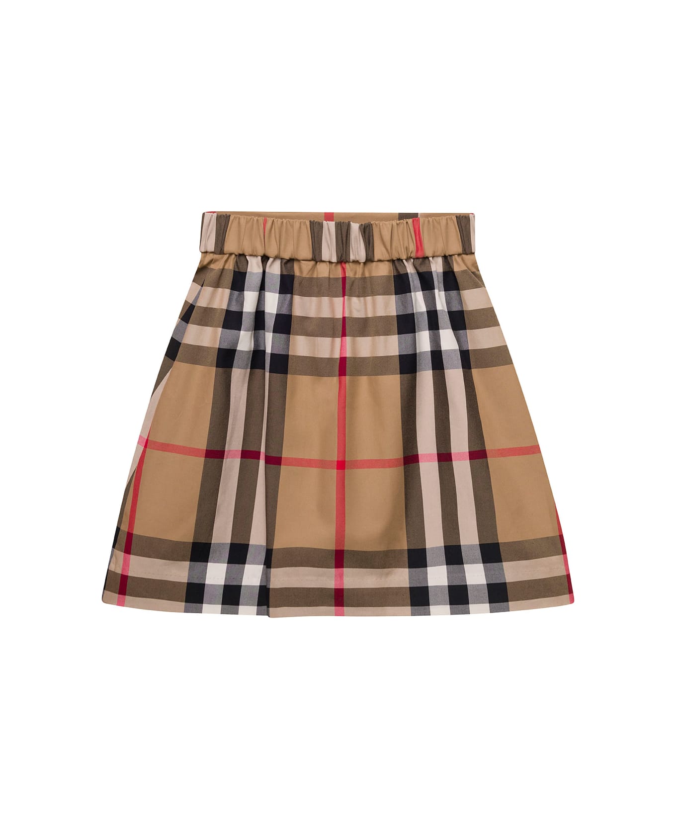 Burberry 'anjelica' Beige Mini Skirt With Vintage Check Motif In Cotton Girl - Archive beige ip chk ボトムス