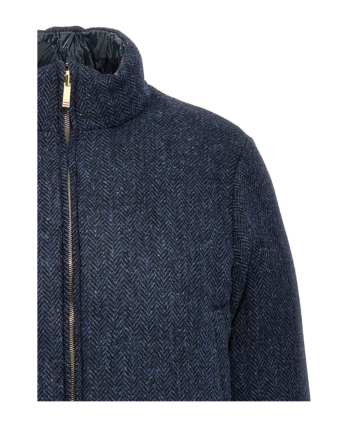 Thom Browne 
herringbone Harris Tweed
 Reversible Down Jacket - Blue
