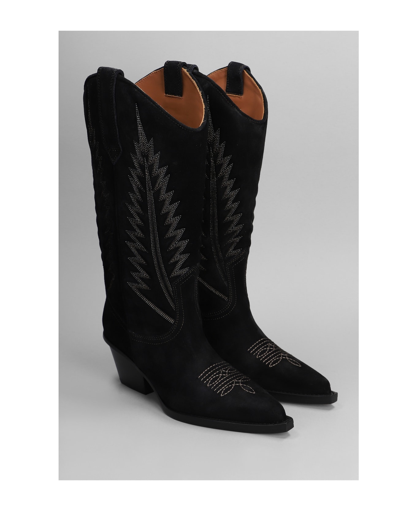 Paris Texas Rosario Texan Boots In Black Suede - Beige