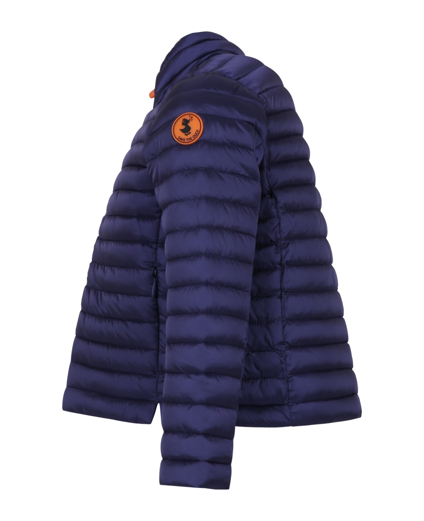 Save the Duck Blue Lola Down Jacket For Girl With Logo - Blue