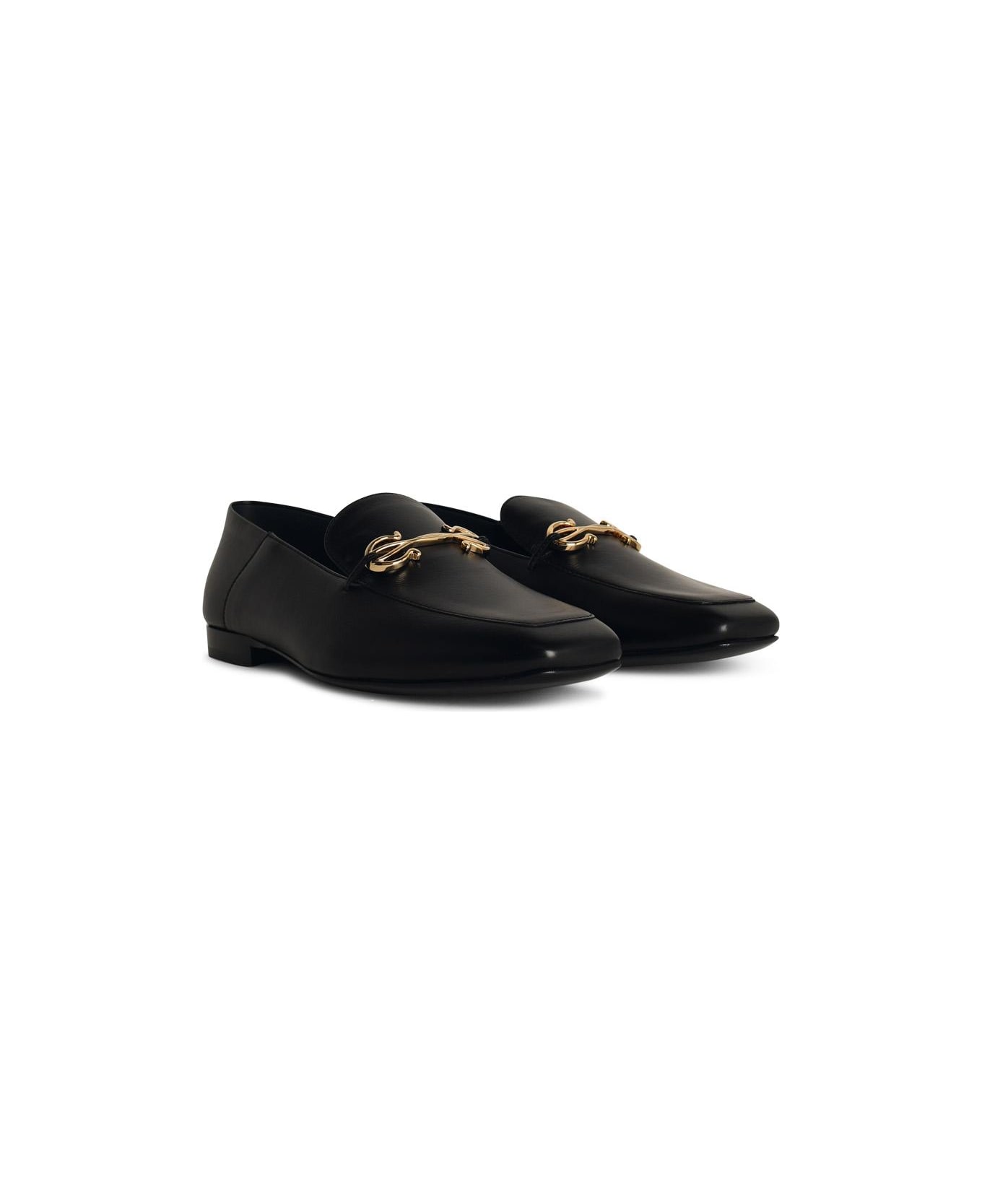 Ferragamo 'louis' Black Leather Loafers - Black