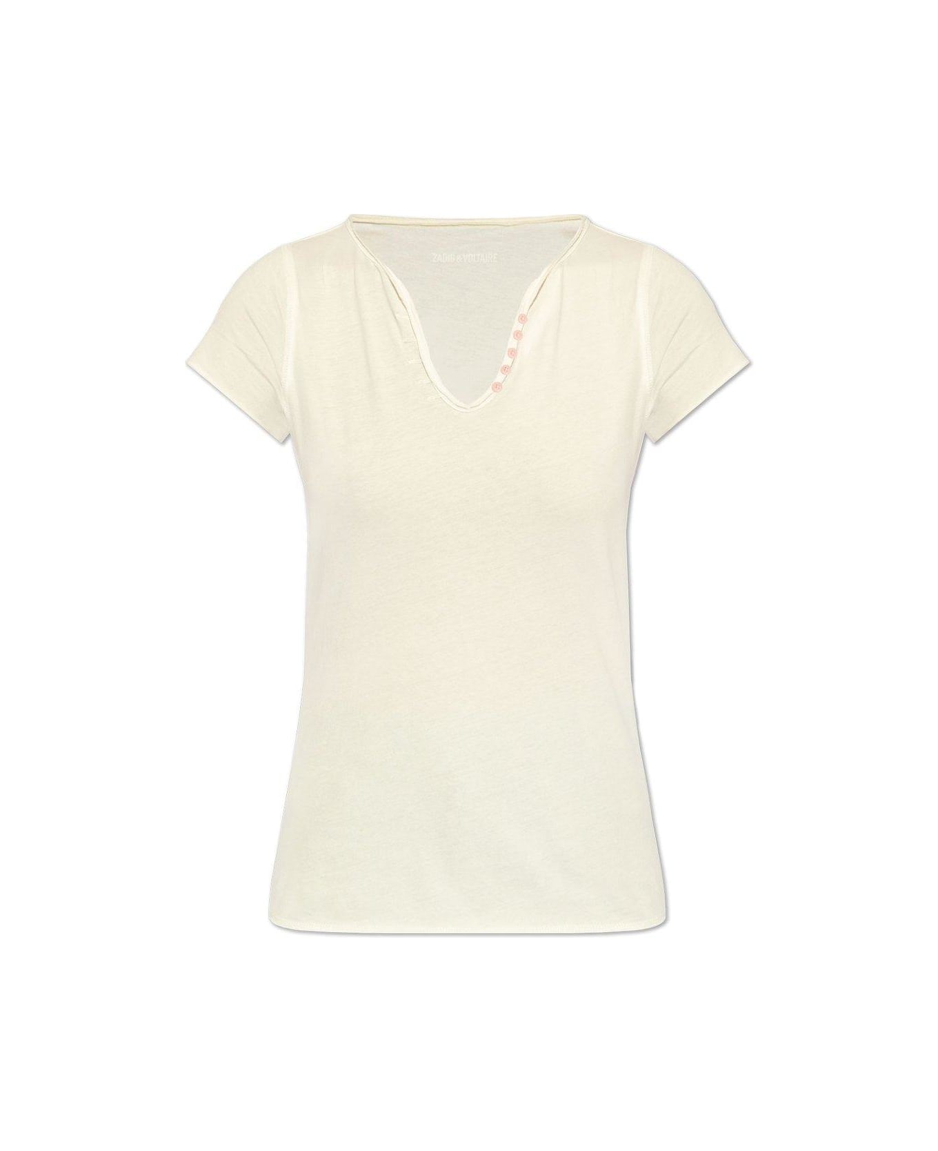 Zadig & Voltaire Logo Printed U-neck T-shirt - WHITE