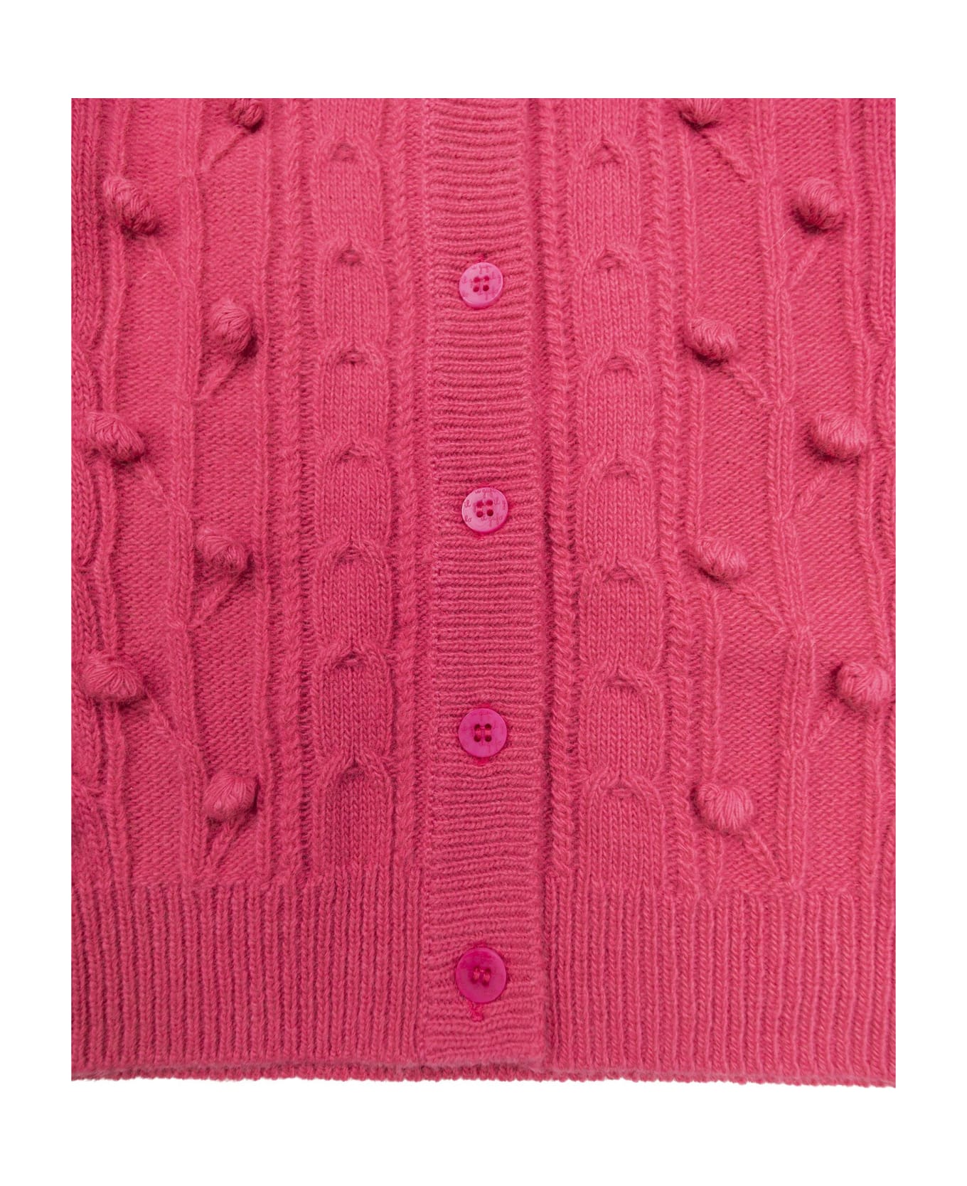 Il Gufo Wool Cardigan With Pompom - Fuchsia ニットウェア＆スウェットシャツ