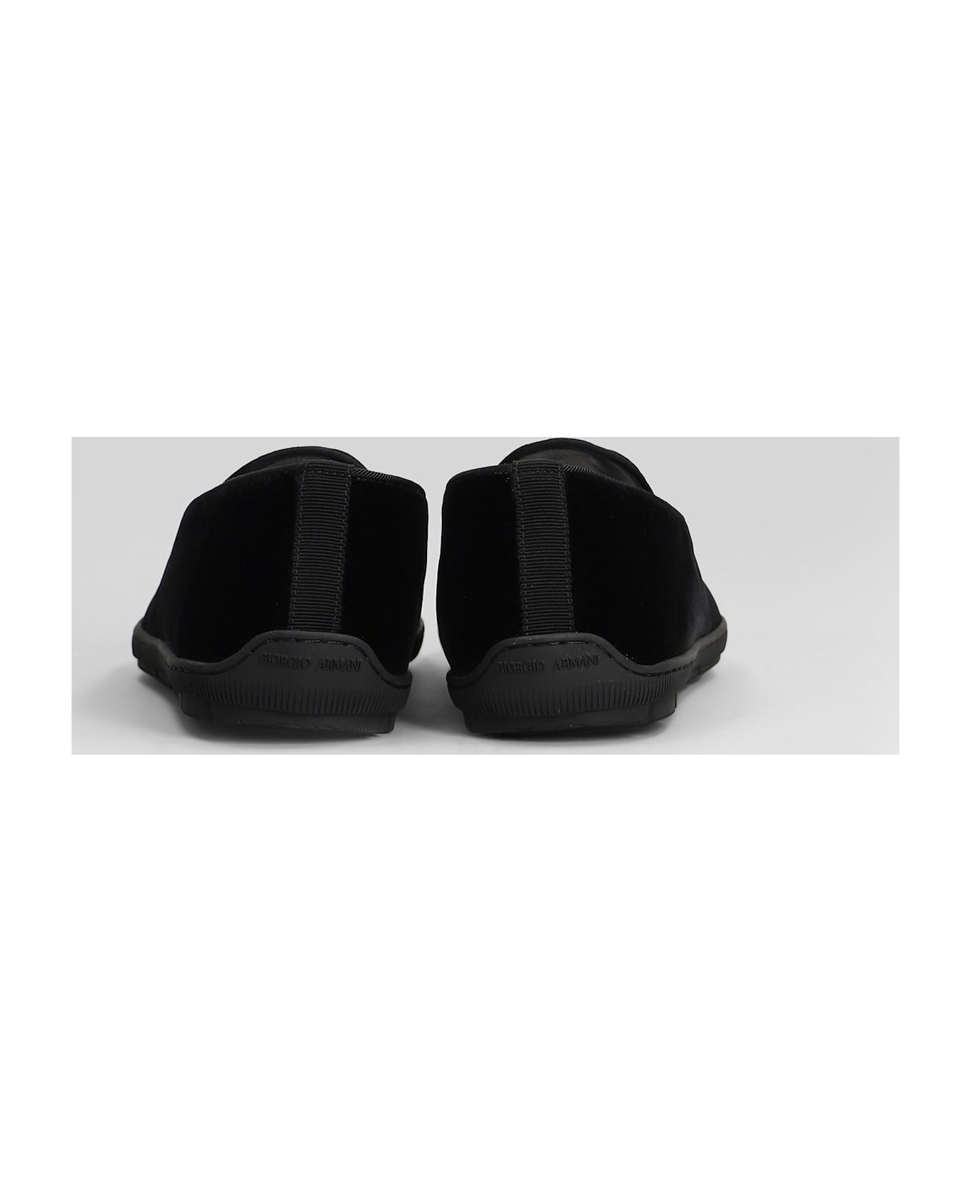 Giorgio Armani Sneakers In Black Velvet - black