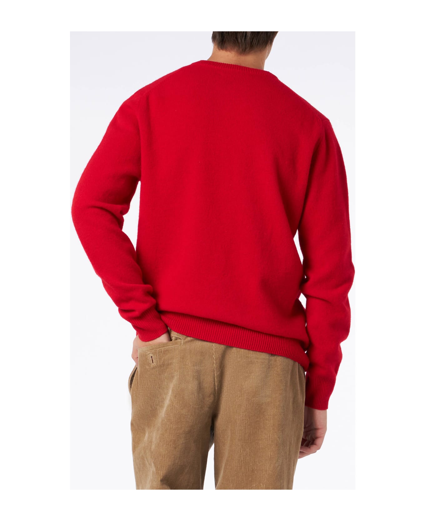 MC2 Saint Barth Man Crewneck Red Sweater With St. Barth Embroidery - RED