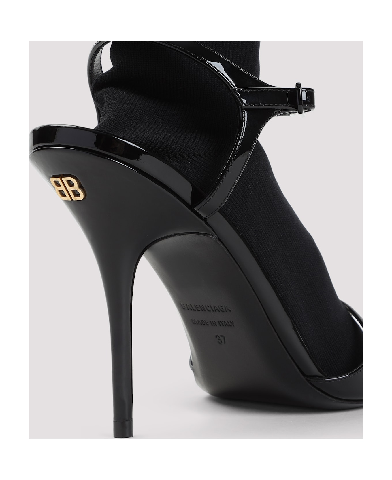 Balenciaga Black Leather Avenue Sock Sandals - Black Black