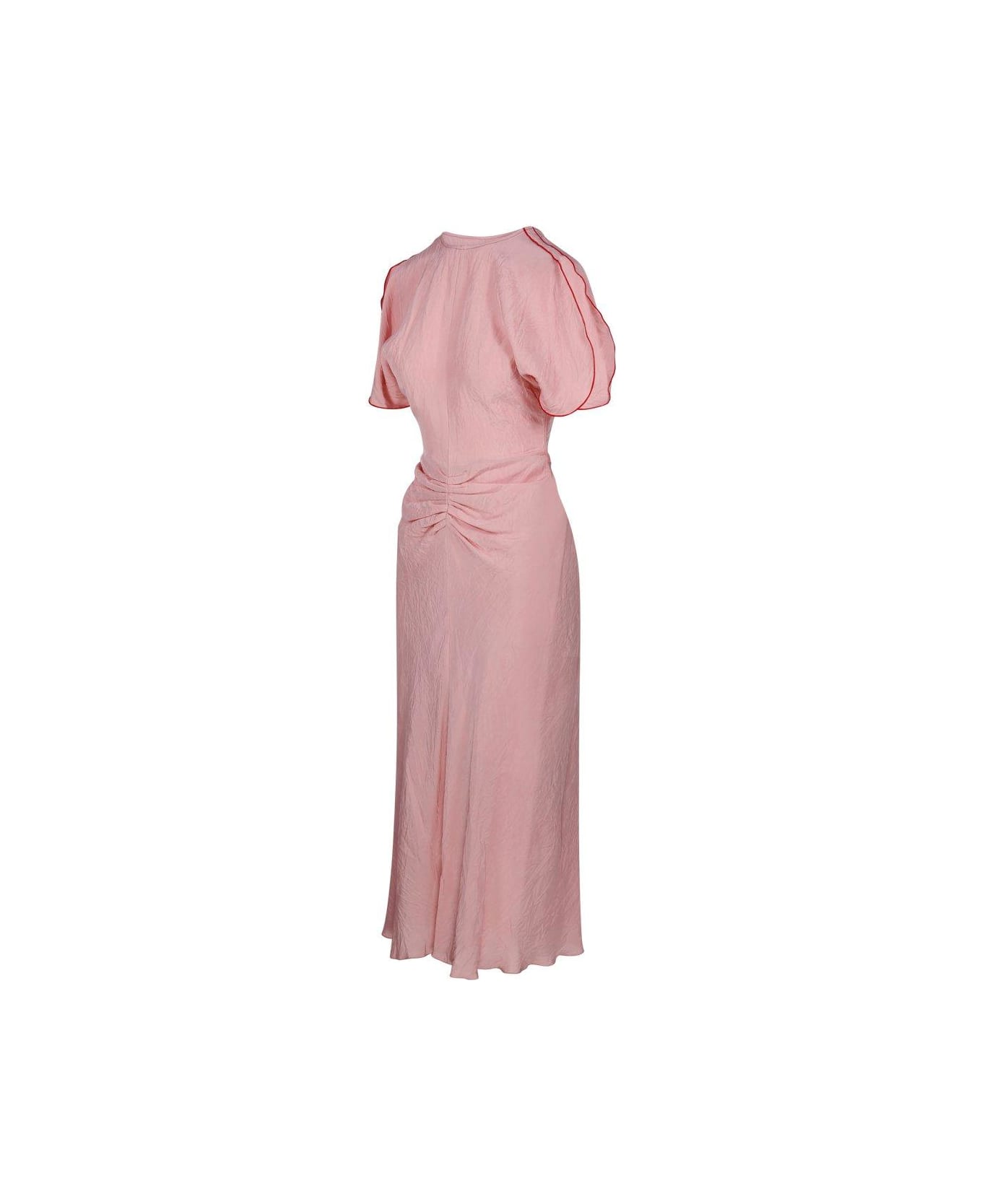 Victoria Beckham Rond-neck Gathered Midi Dress - Pink