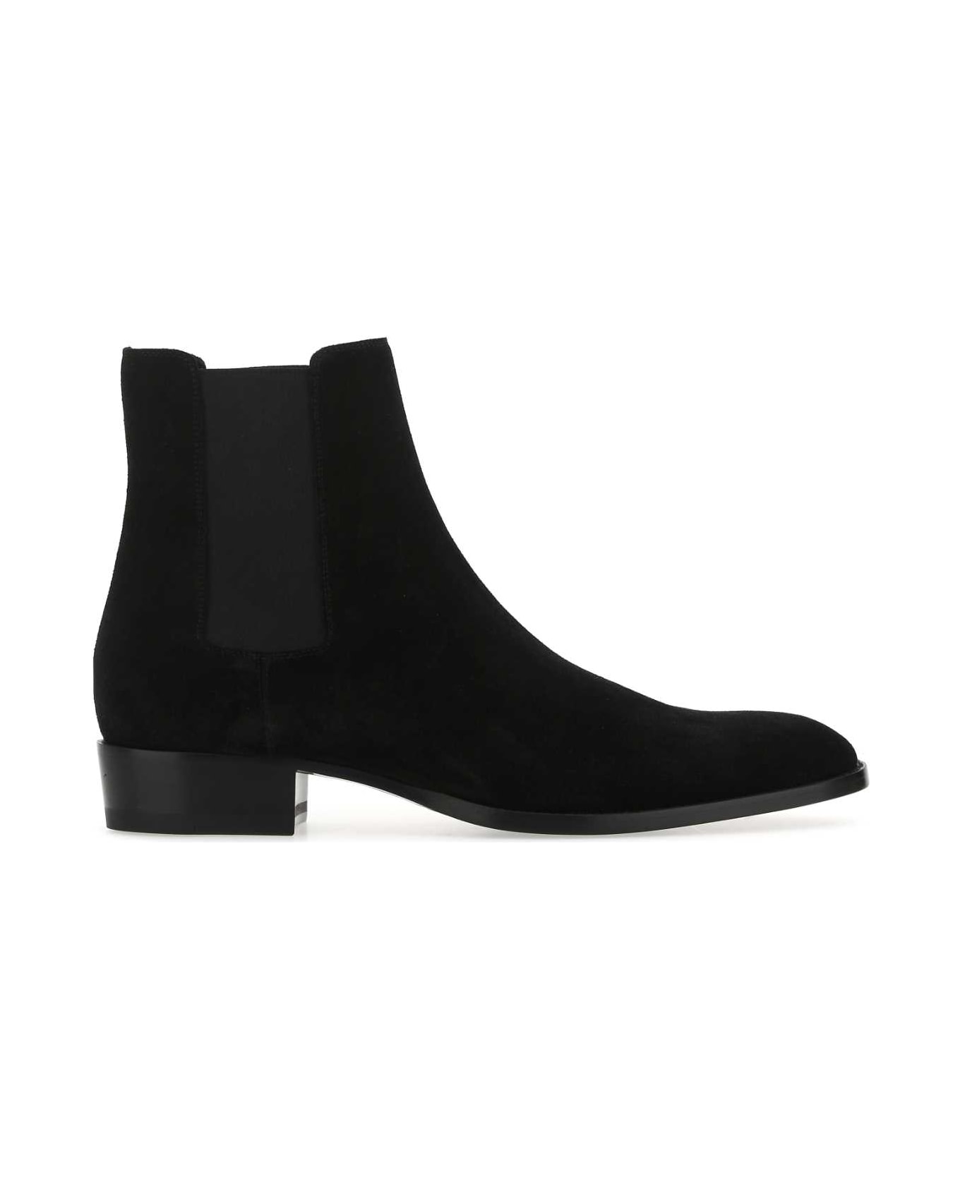 Saint Laurent Black Suede Wyatt Ankle Boots - 1000