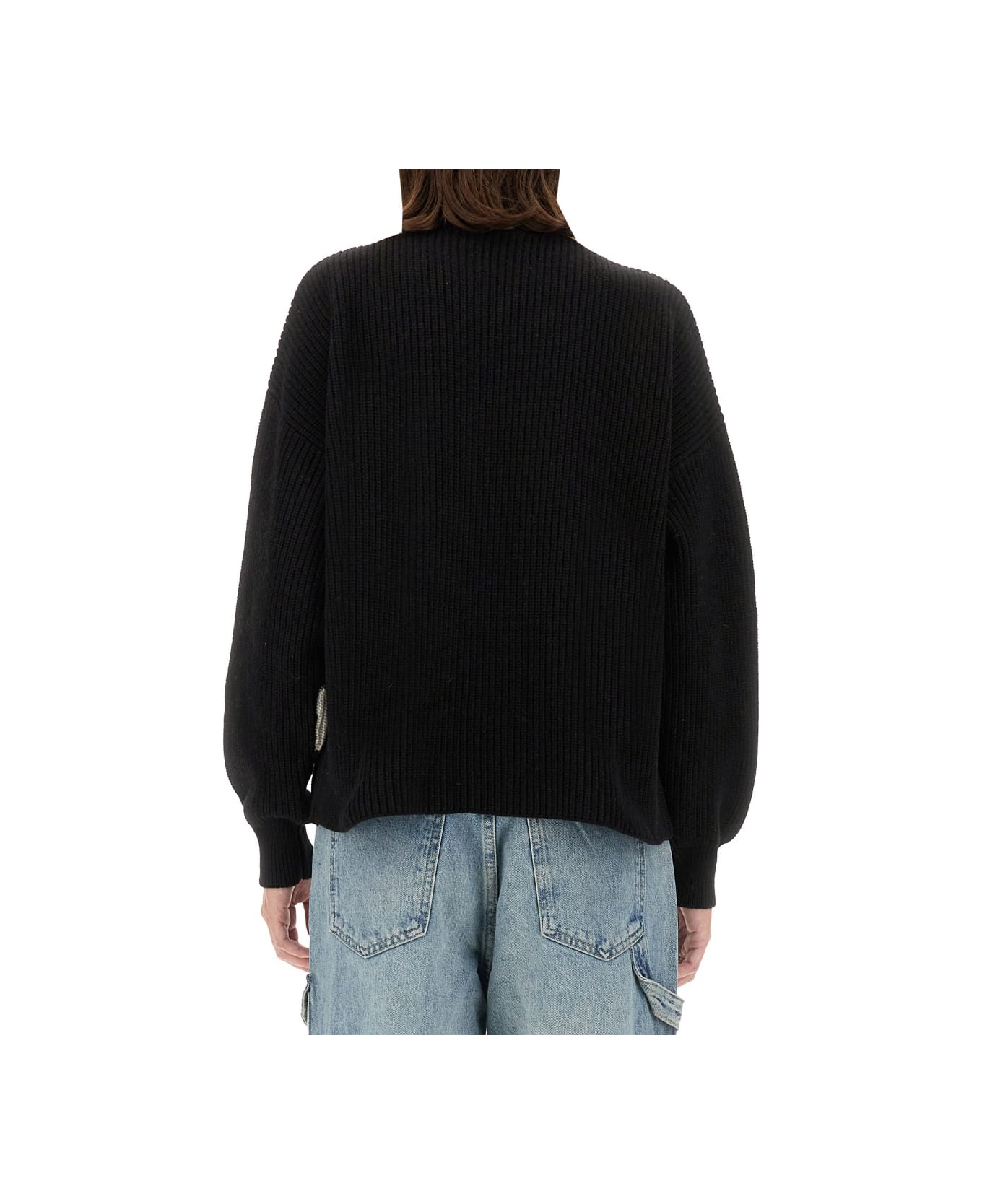 M05CH1N0 Jeans Jersey With Logo - Fantasia Nero