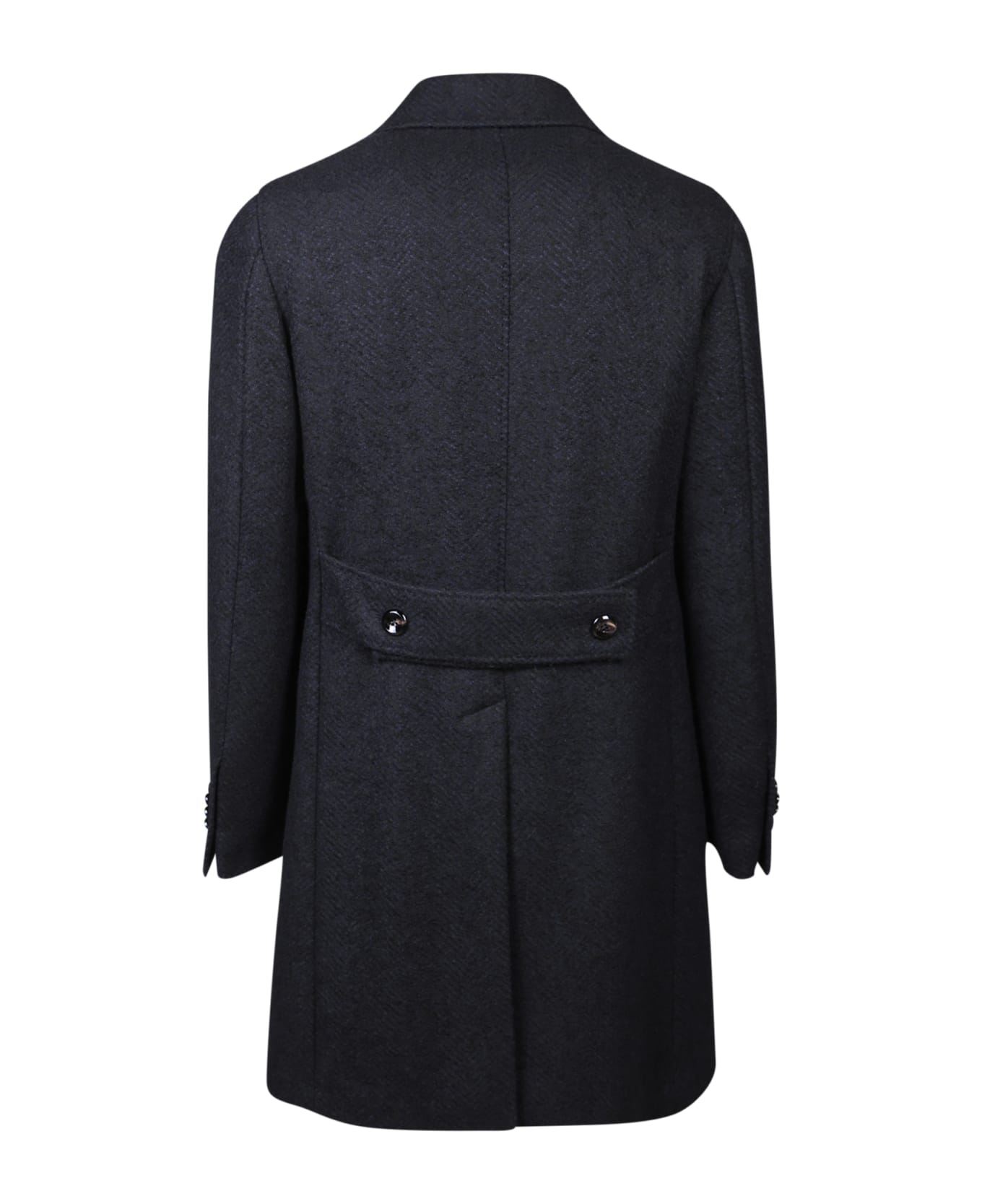 Tagliatore Chevron-knitted Double-breasted Coat - Black