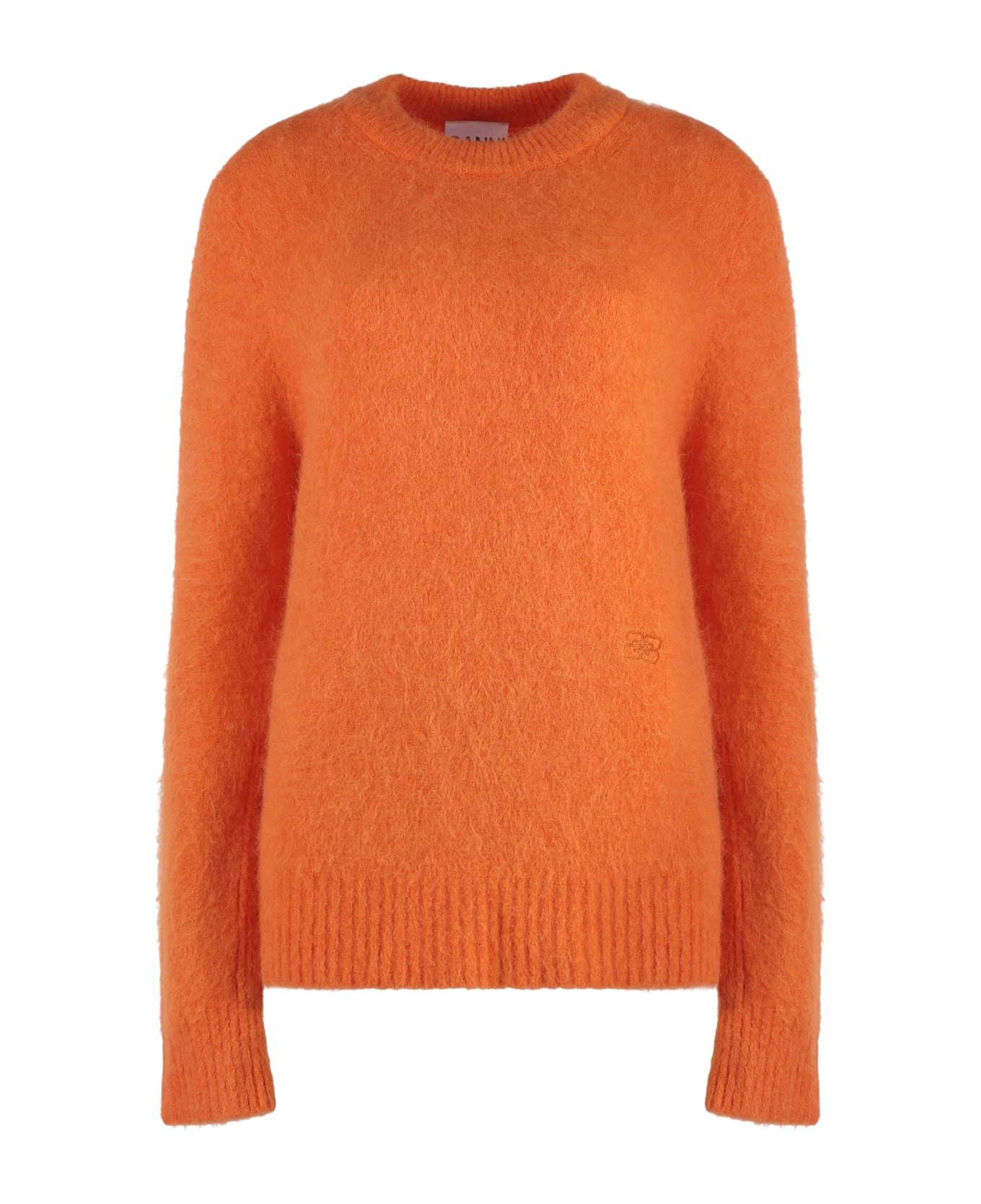 Ganni Wool-blend Crew-neck Sweater - Orange ニットウェア