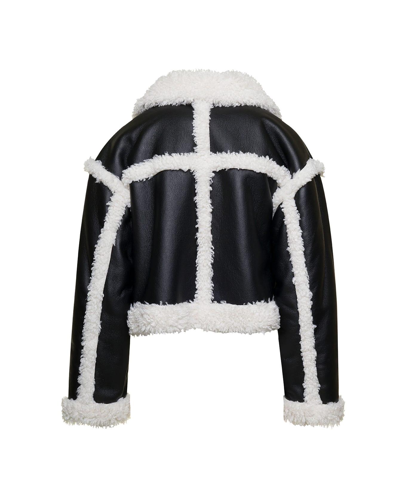 STAND STUDIO 'khristy' Black And White Shearling Jacket With Faux Fur Trims In Faux Leather Woman - BLACK