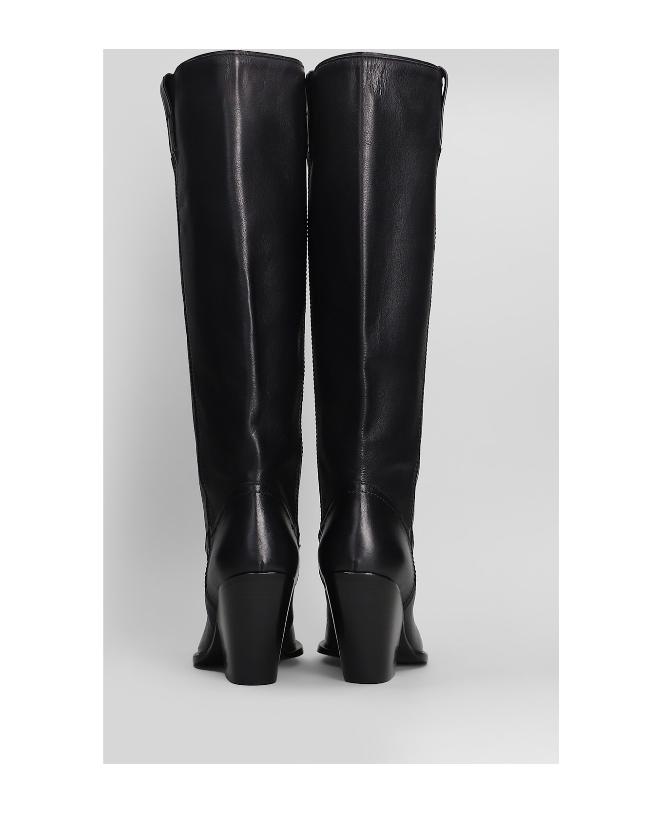 Elena Iachi Texan Boots In Black Leather - black