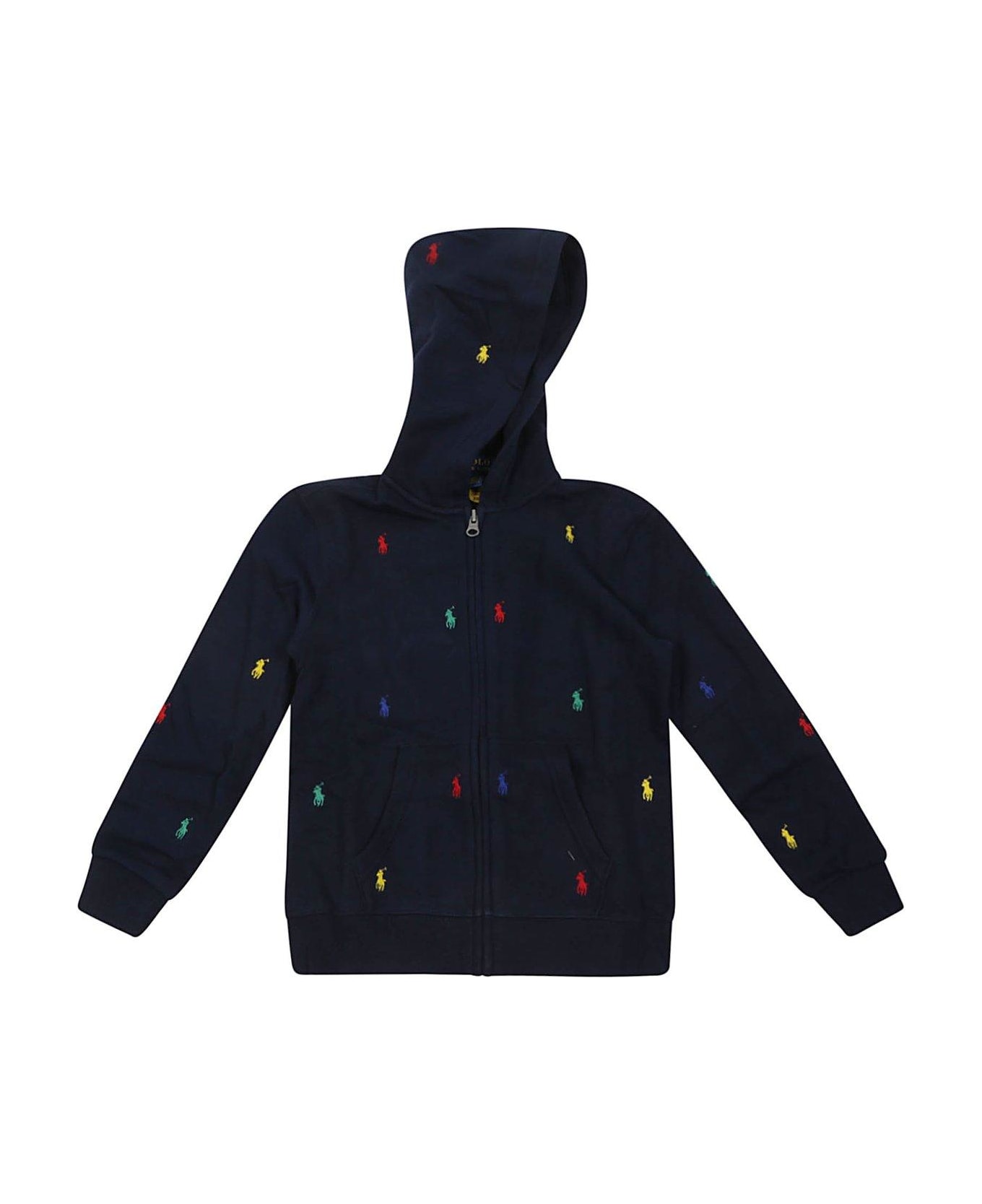 Ralph Lauren Logo-embroidered Zip-up Hoodie - Blu