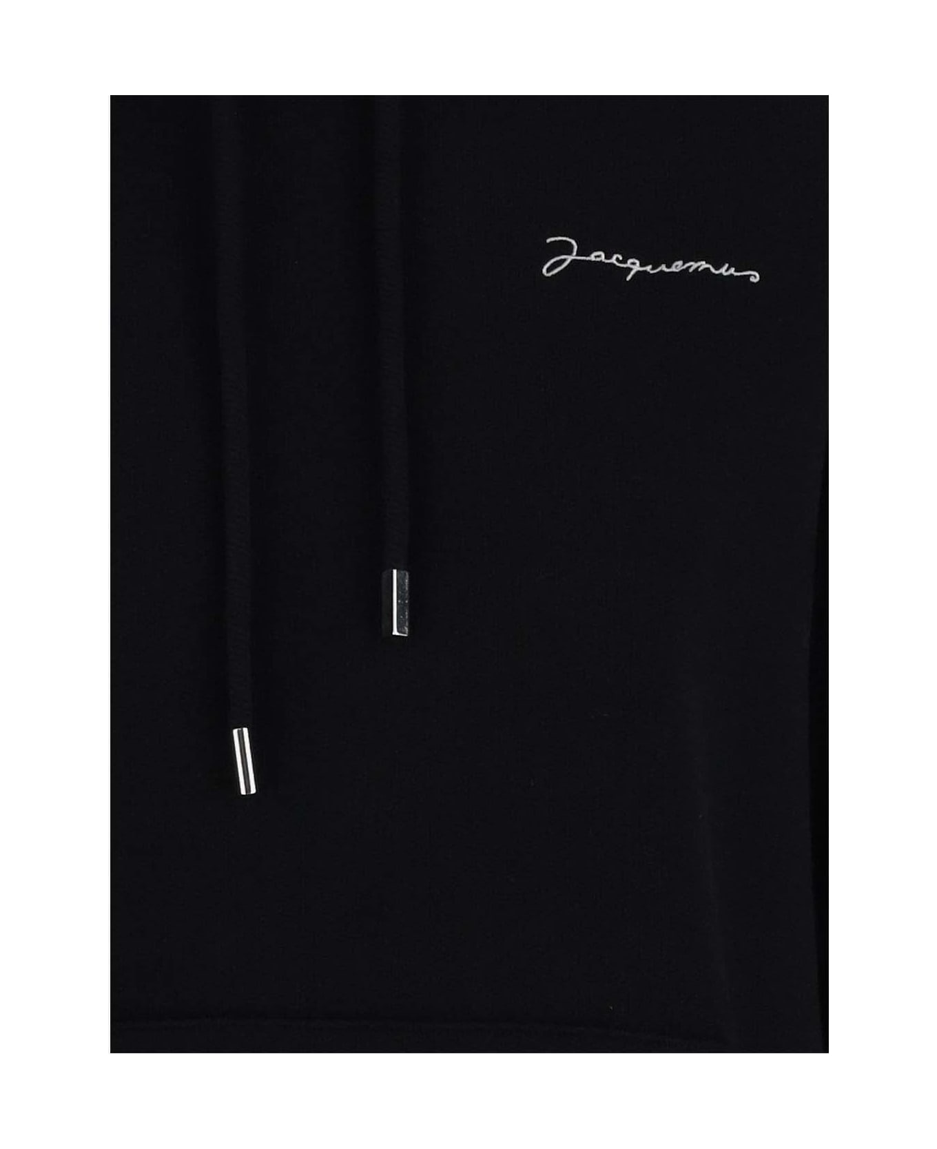 Jacquemus Logo Embroidered Drawstring Hoodie - Black