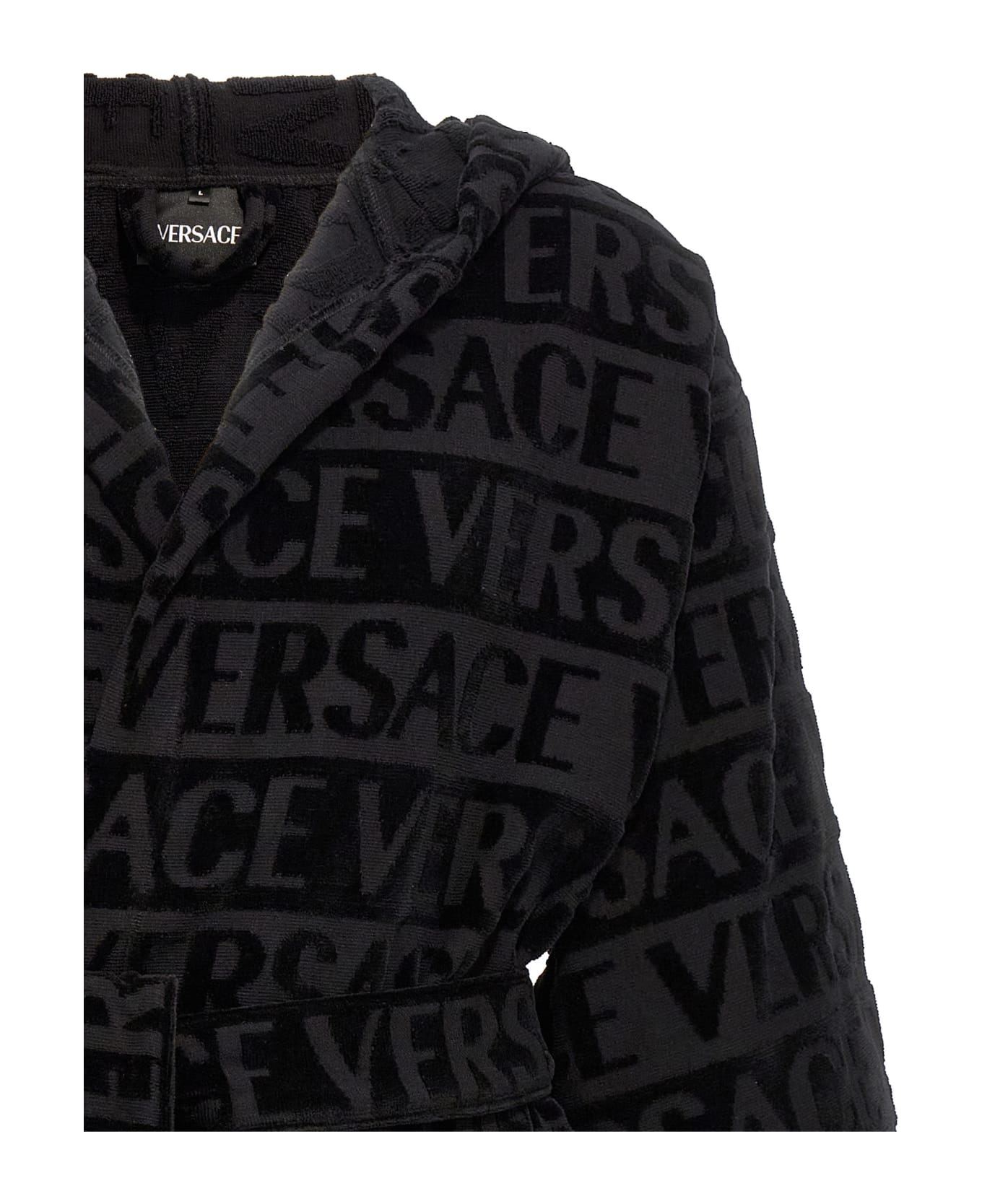 Versace 'versace Allover' Bathrobe - Black  