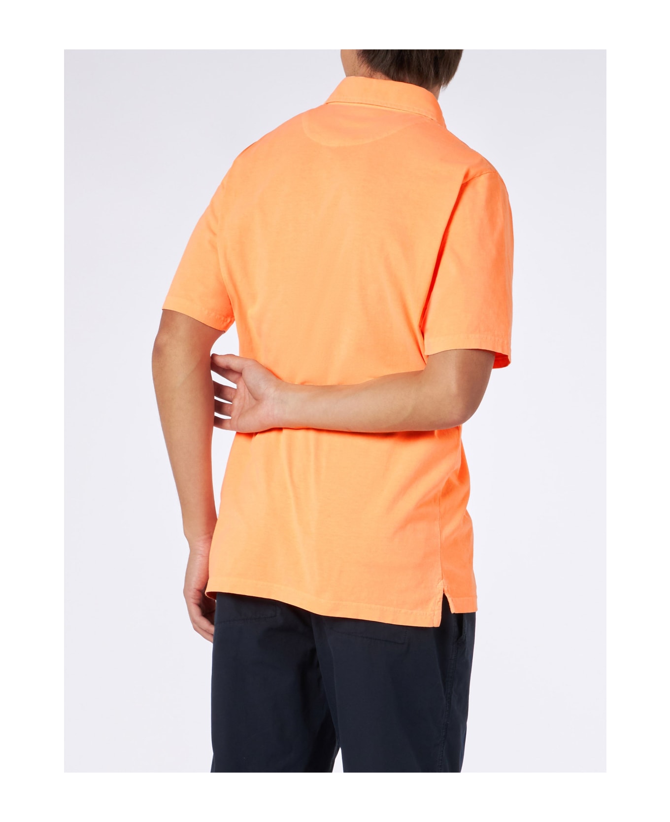 MC2 Saint Barth Man Orange Cotton Jersey Polo - FLUO