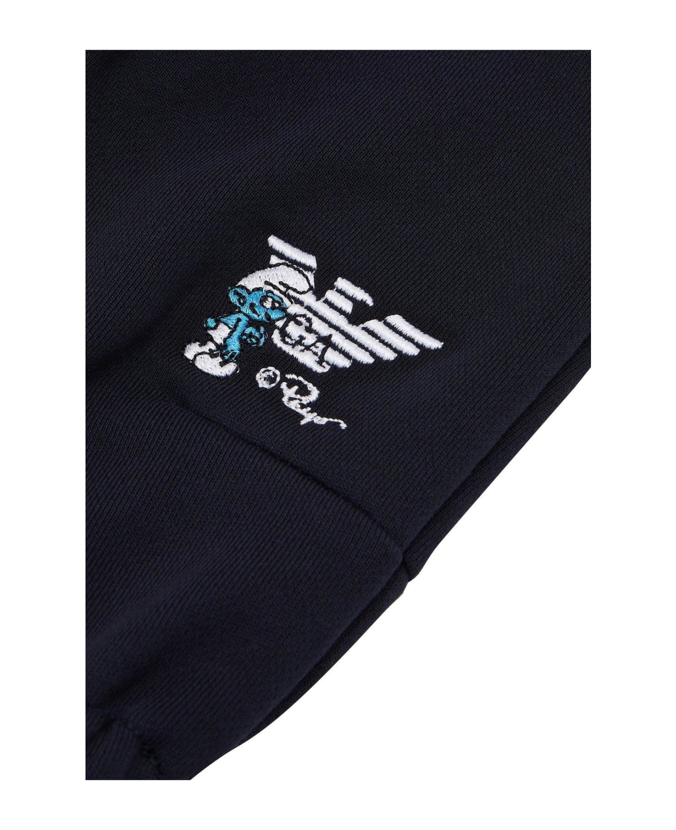 Emporio Armani Smurfs-embroidered Elasticated Waistband Track Pants - Blu navy ボトムス