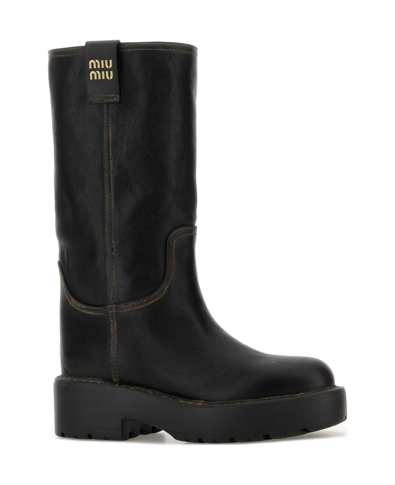 Miu Miu Black Leather Boots - Nero