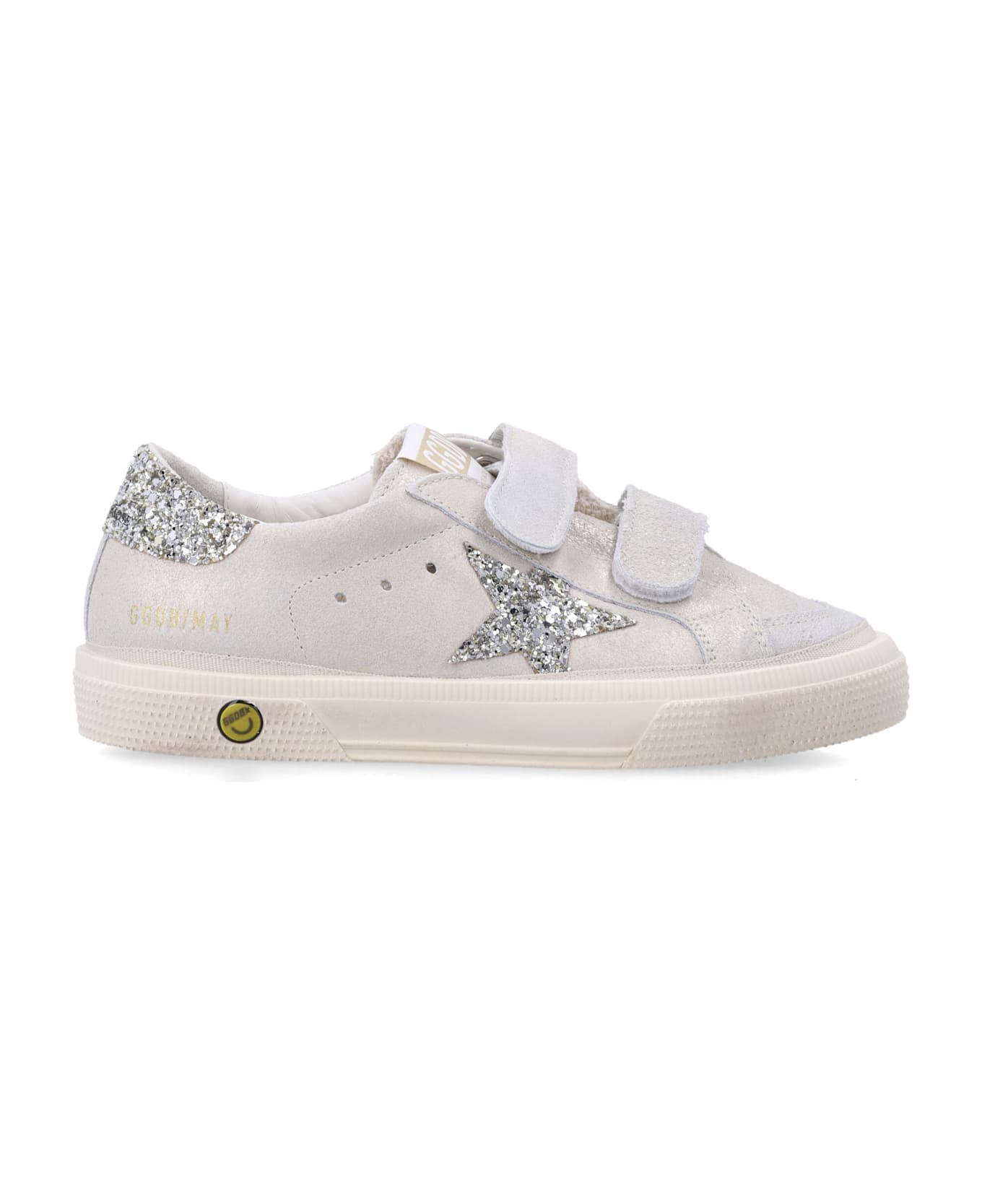Golden Goose Kids May School Glitter Sneaker - PLATINUM