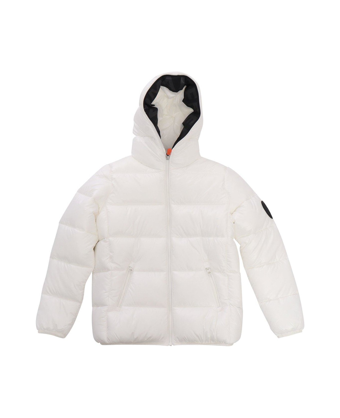 Save the Duck Logo-patch Hooded Quilted Jacket - Off White