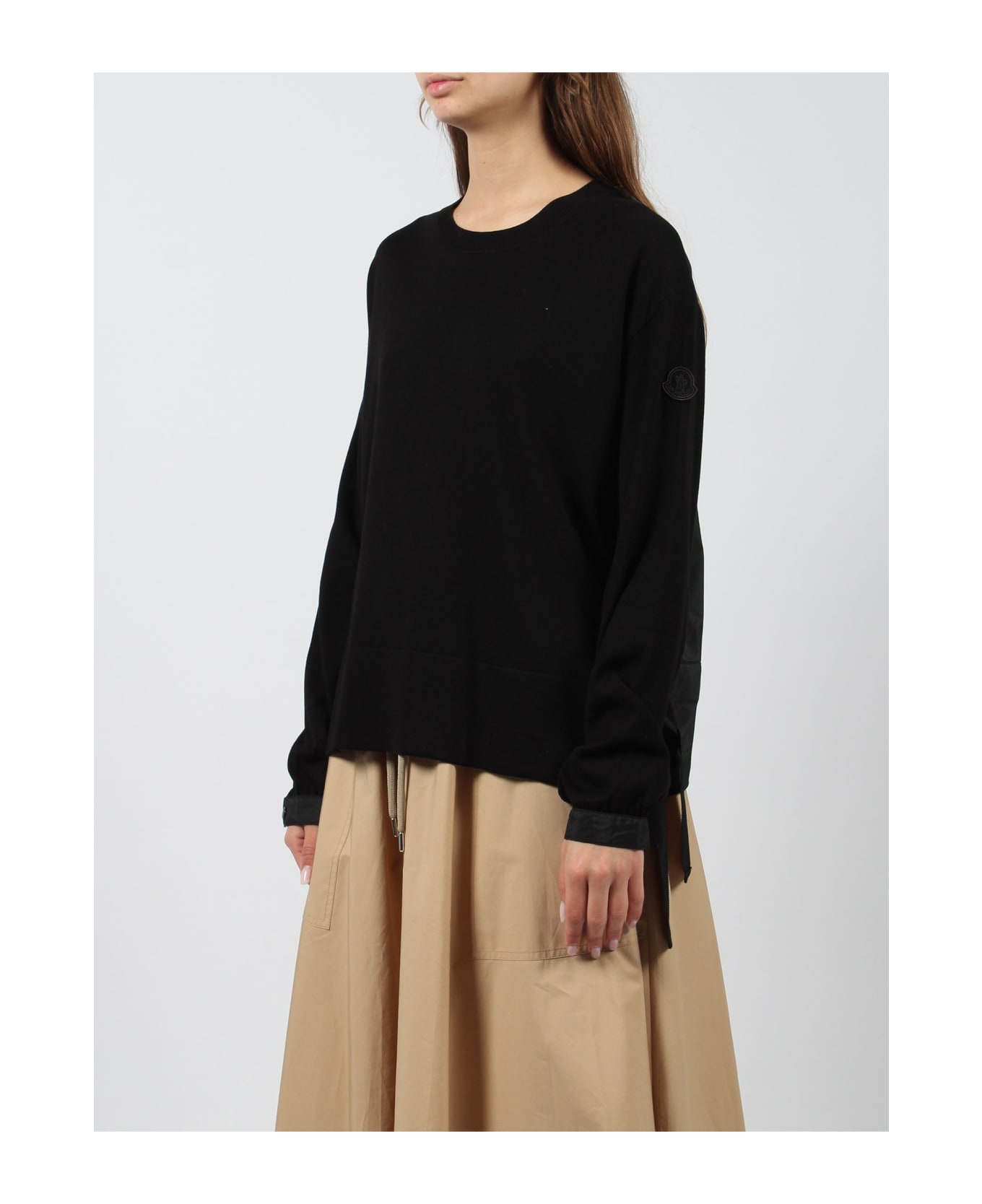 Moncler Cotton Nylon Sweater - Black