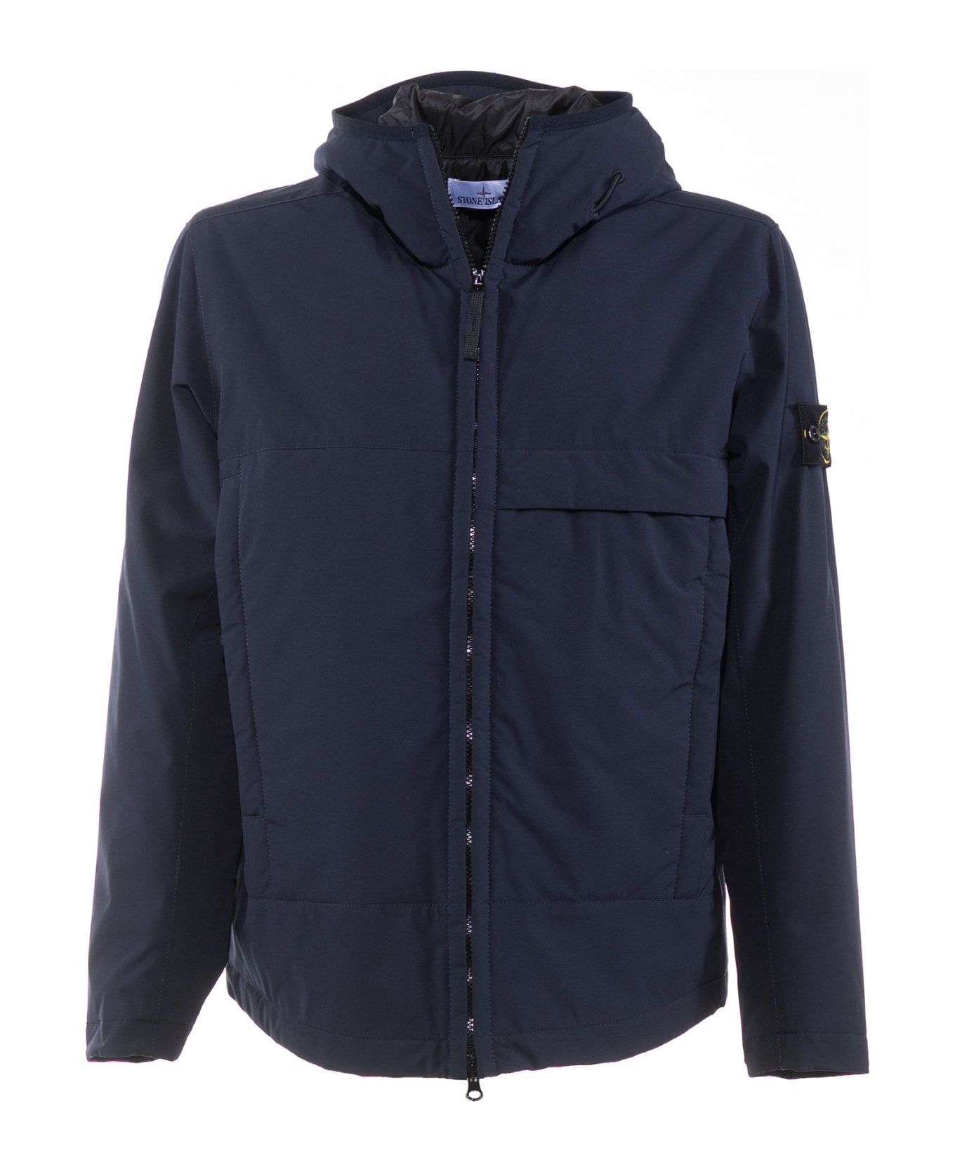 Stone Island Jacket With Zip And Hood - NAVY BLUE コート