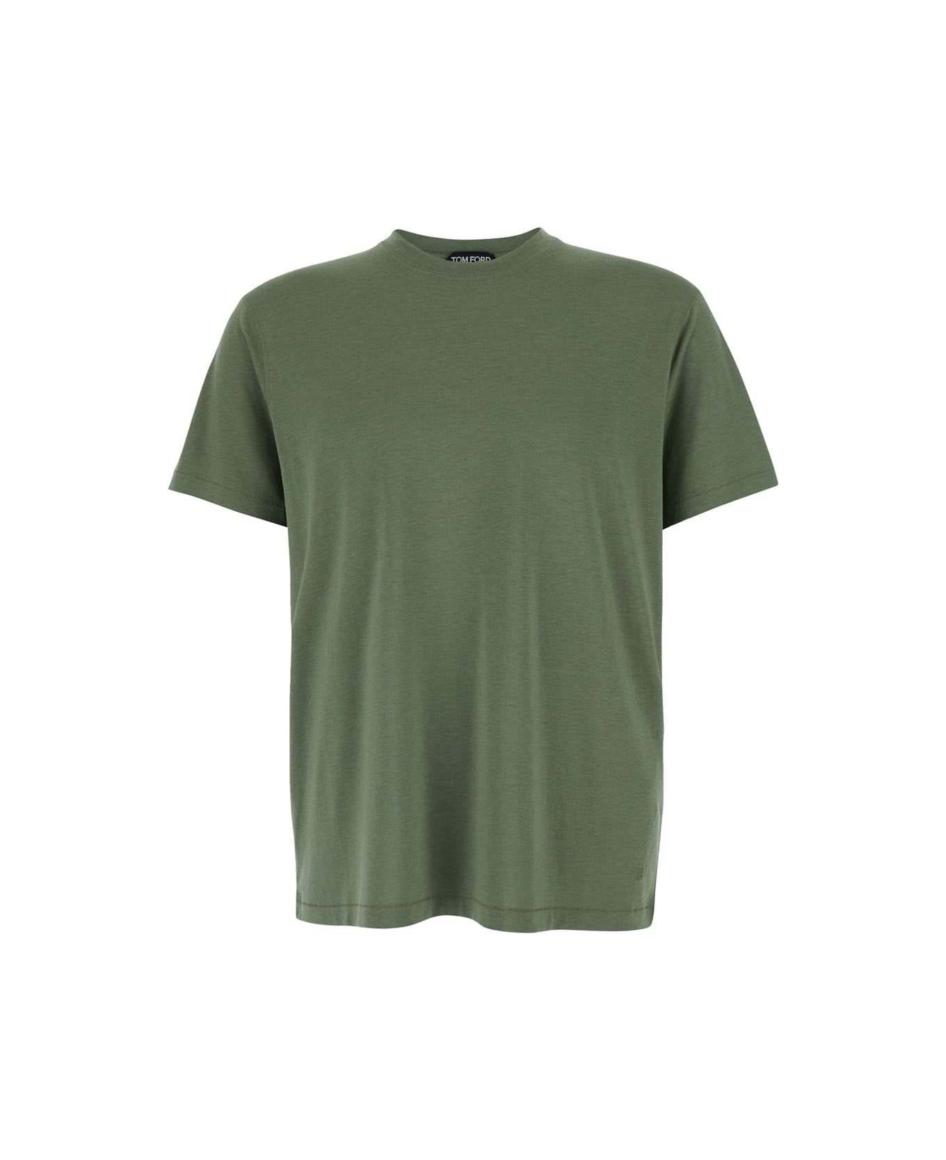 Tom Ford Green Crewneck T-shirt In Cotton Blend Man - Green シャツ