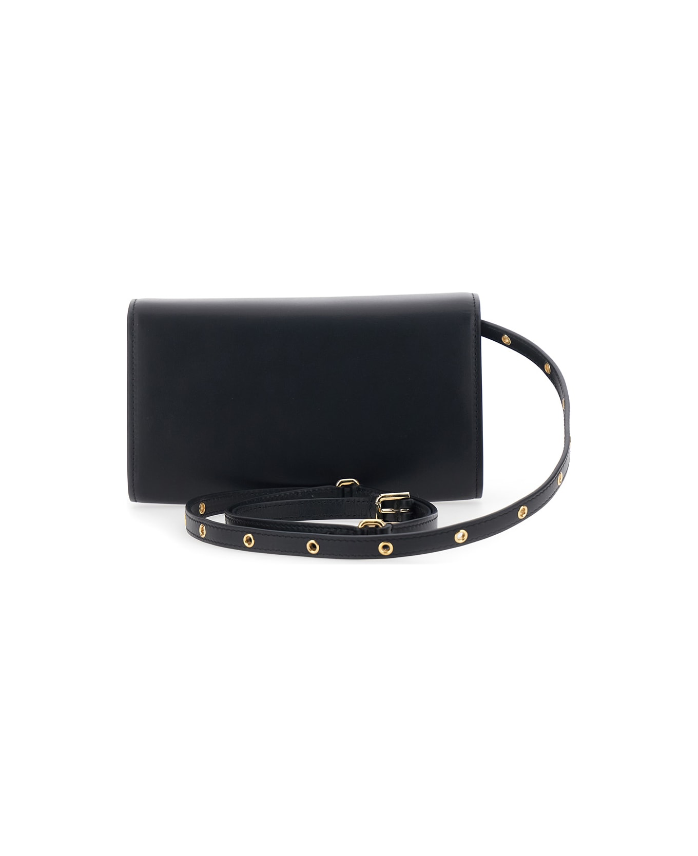 Dolce 
Gabbana 
3.5
 Black Clutch Bag With Metallic Dg Logo On The Front In Leather Woman - Black
