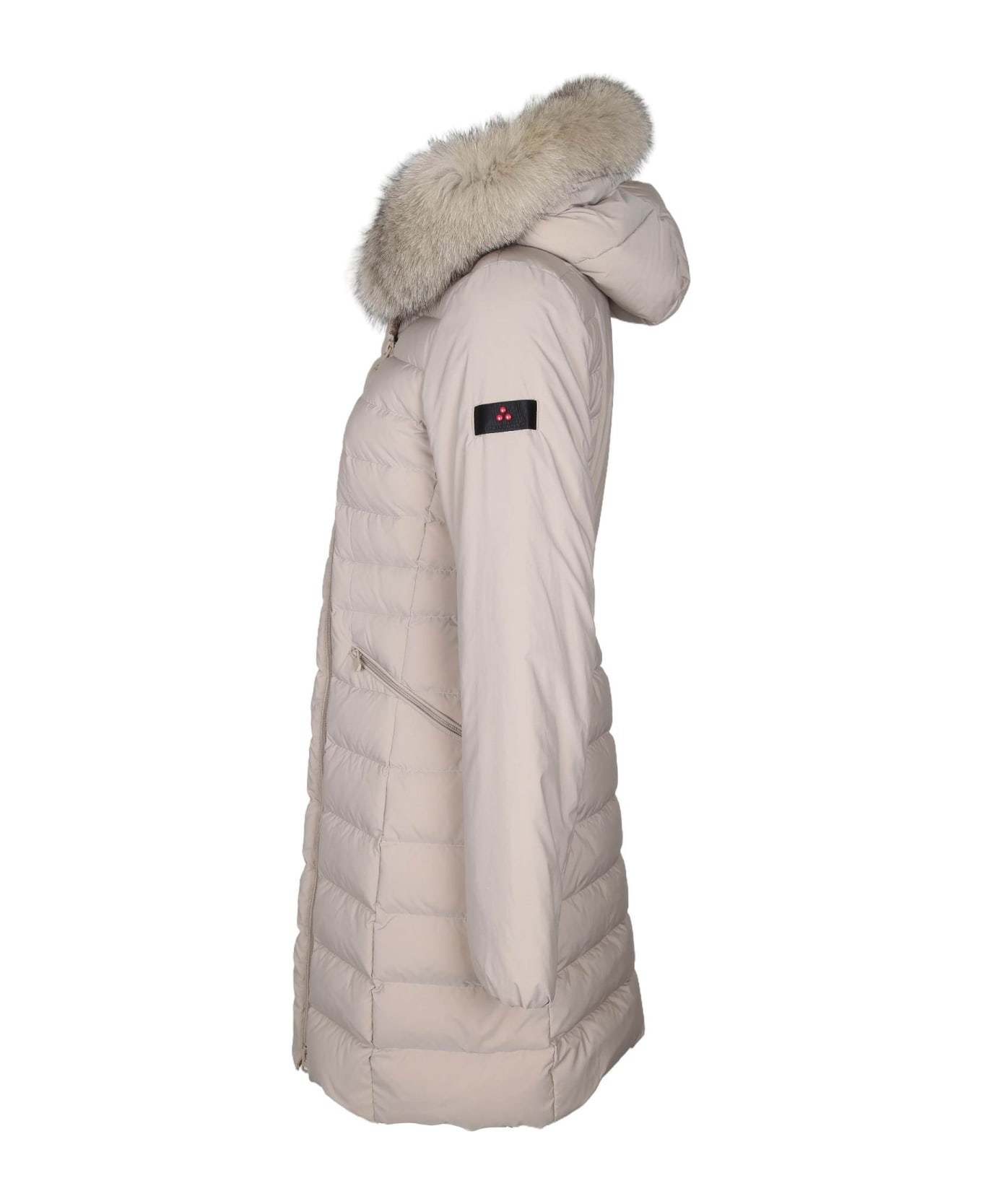 Peuterey Slim Seriola Down Jacket Ml 04 Fur In Nylon Beige Color - BEIGE