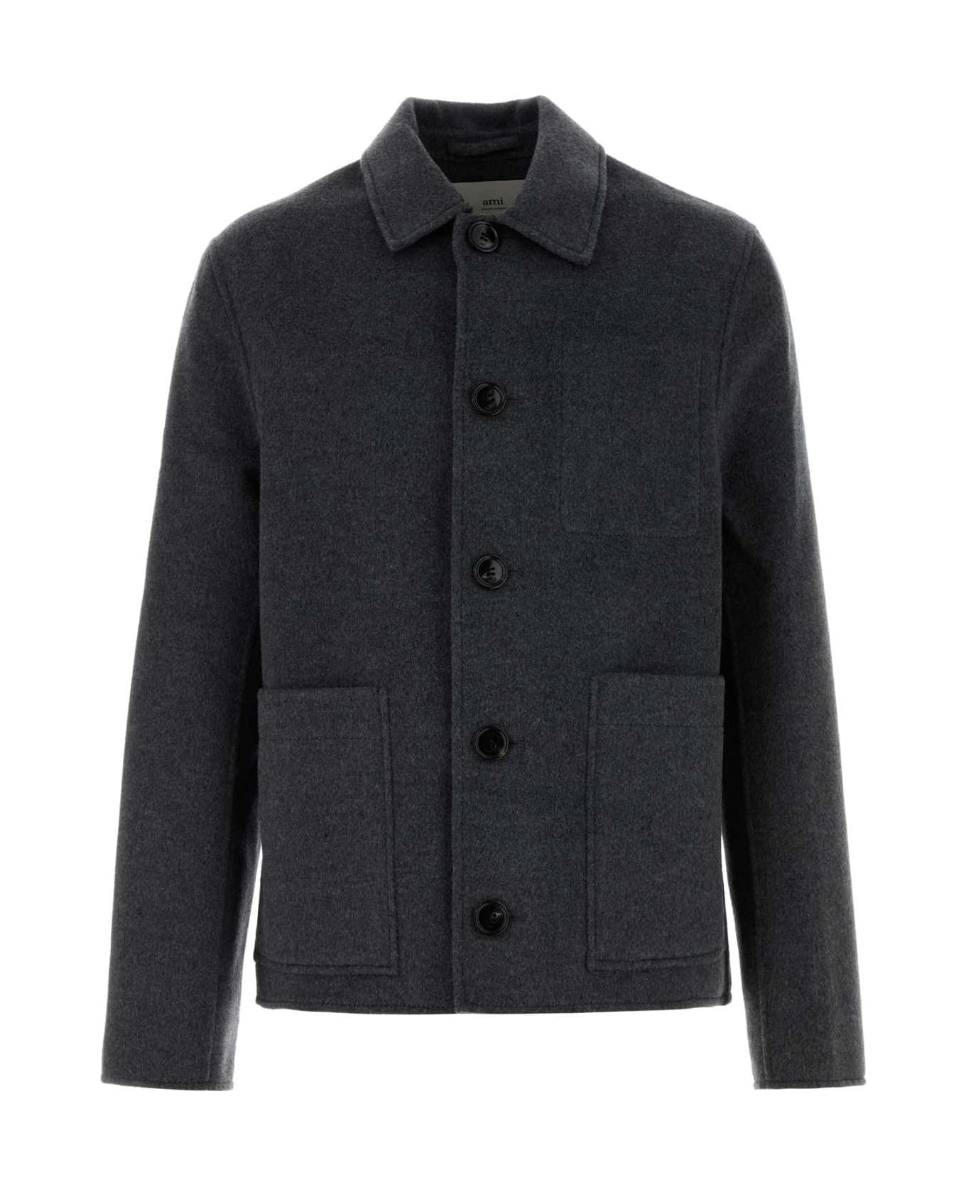 Ami Alexandre Mattiussi Dark Grey Flannel Jacket - HEATHERGREY