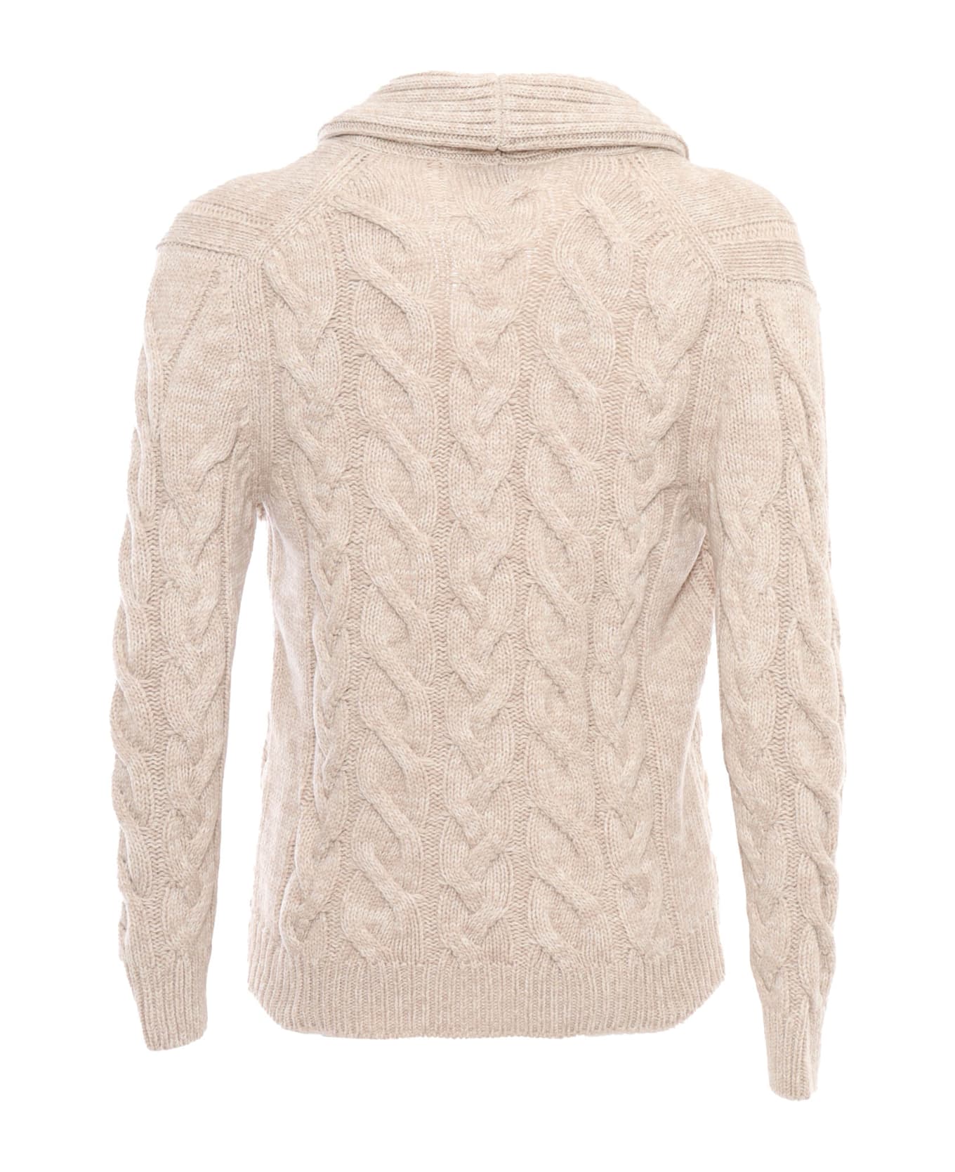 Settefili Cashmere Braided Cardigan - BEIGE