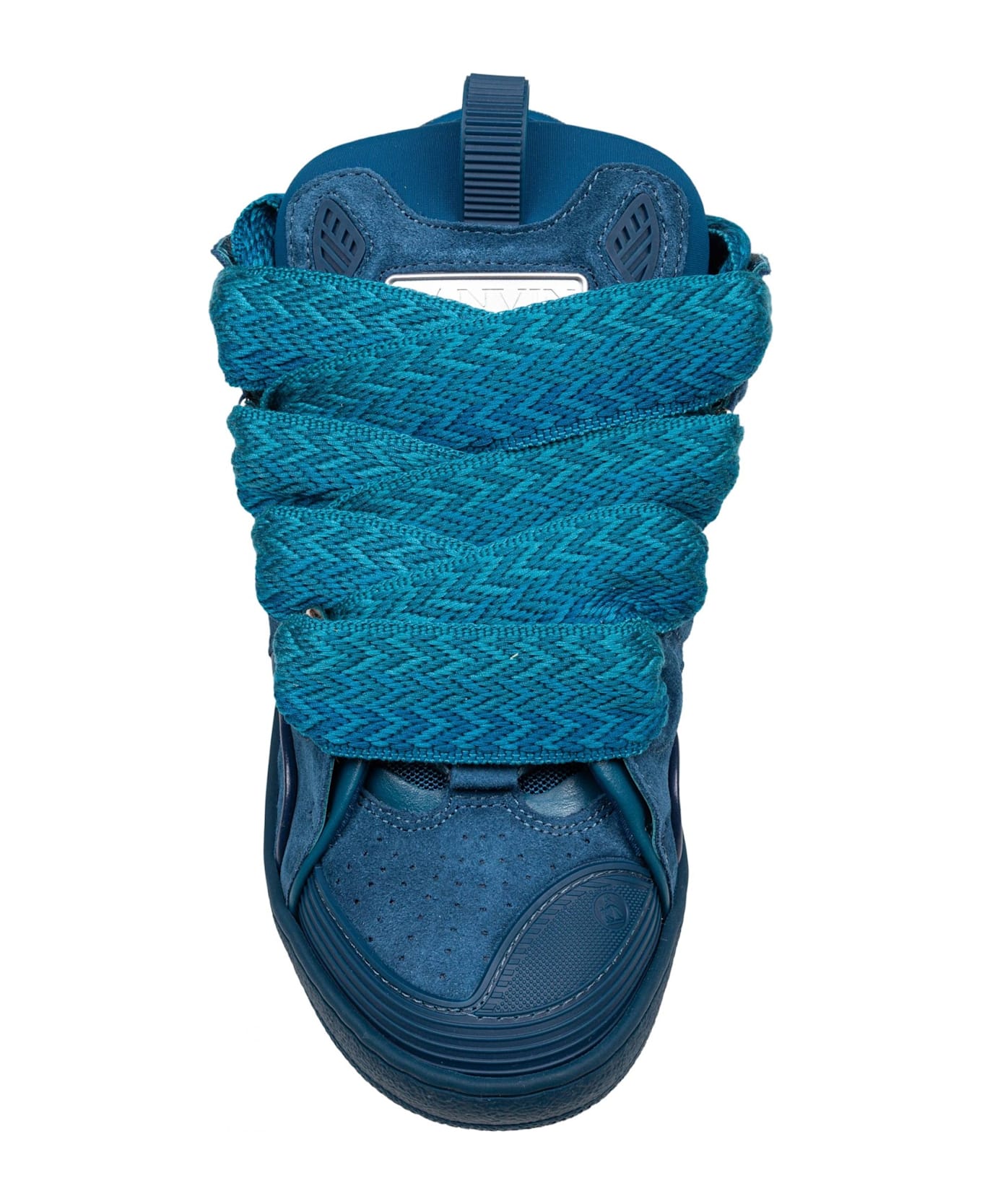 Lanvin Curb Suede Sneakers Petrol Blue Color - VERT DE GRIS