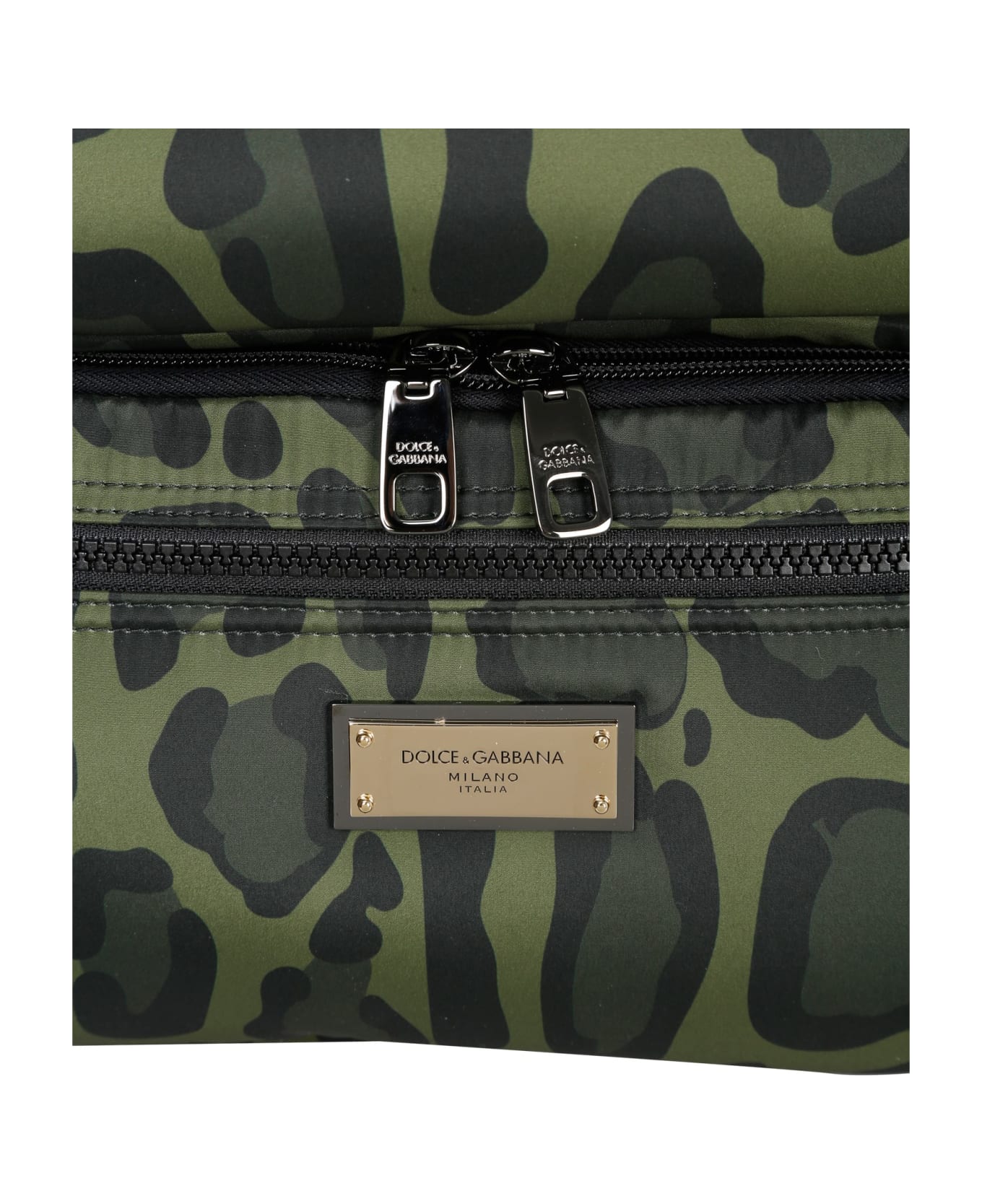 Dolce & Gabbana Nylon Backpack With Leo Print - MILITARE