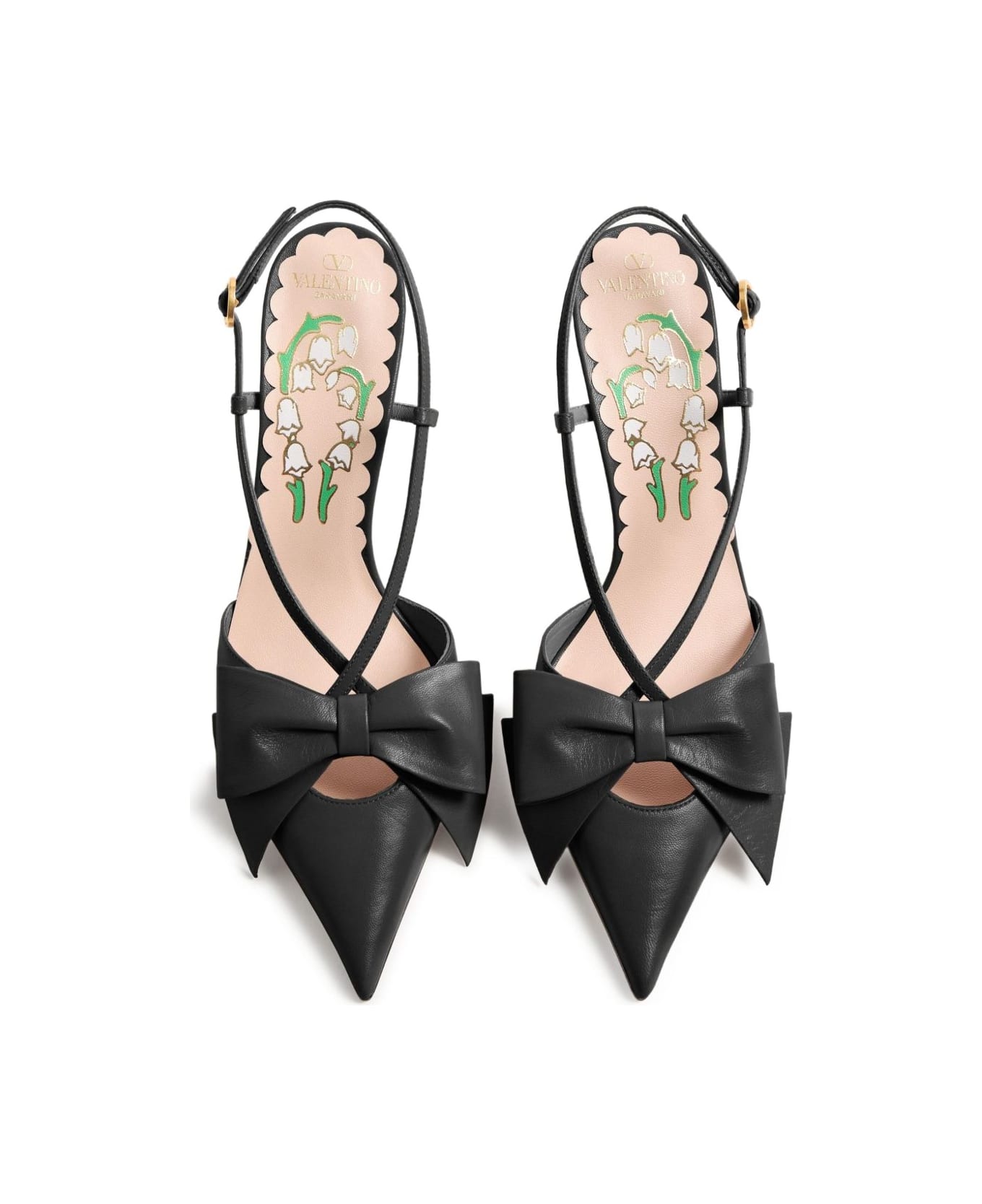 Valentino Garavani Bowow Leather Slingback Pumps - Black