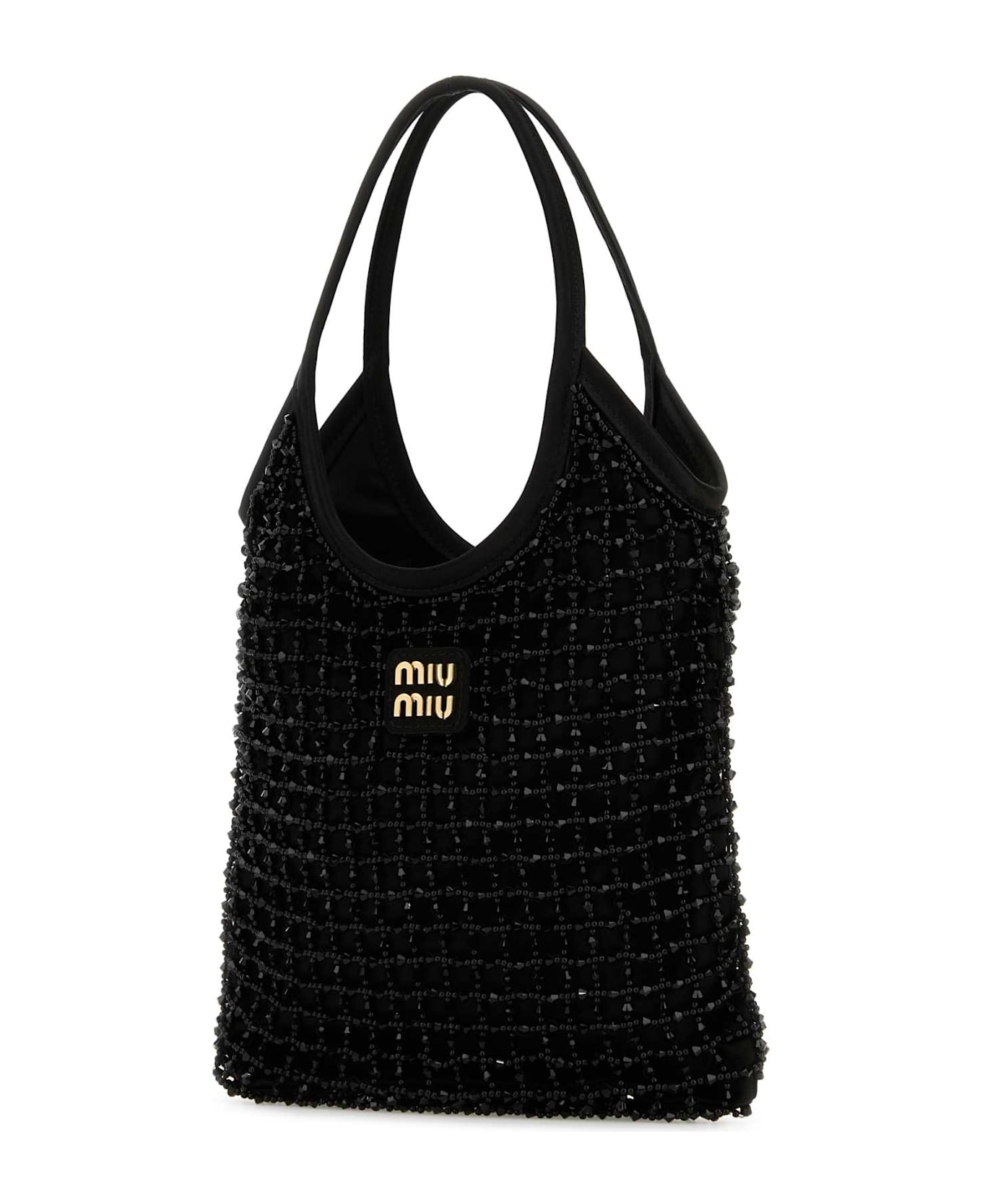 Miu Miu Embellished Satin Handbag - NERO