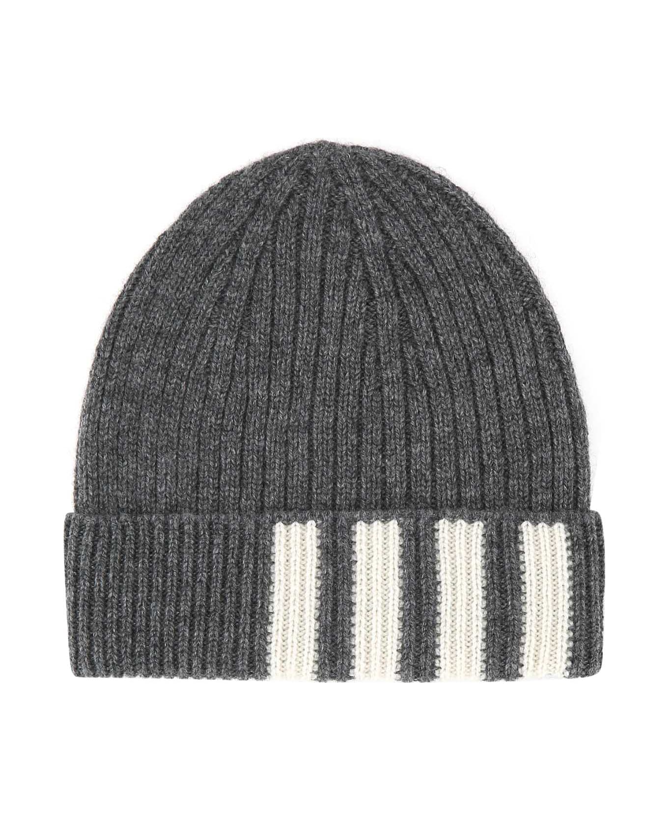 Thom Browne Dark Grey Cashmere Beanie Hat - 035