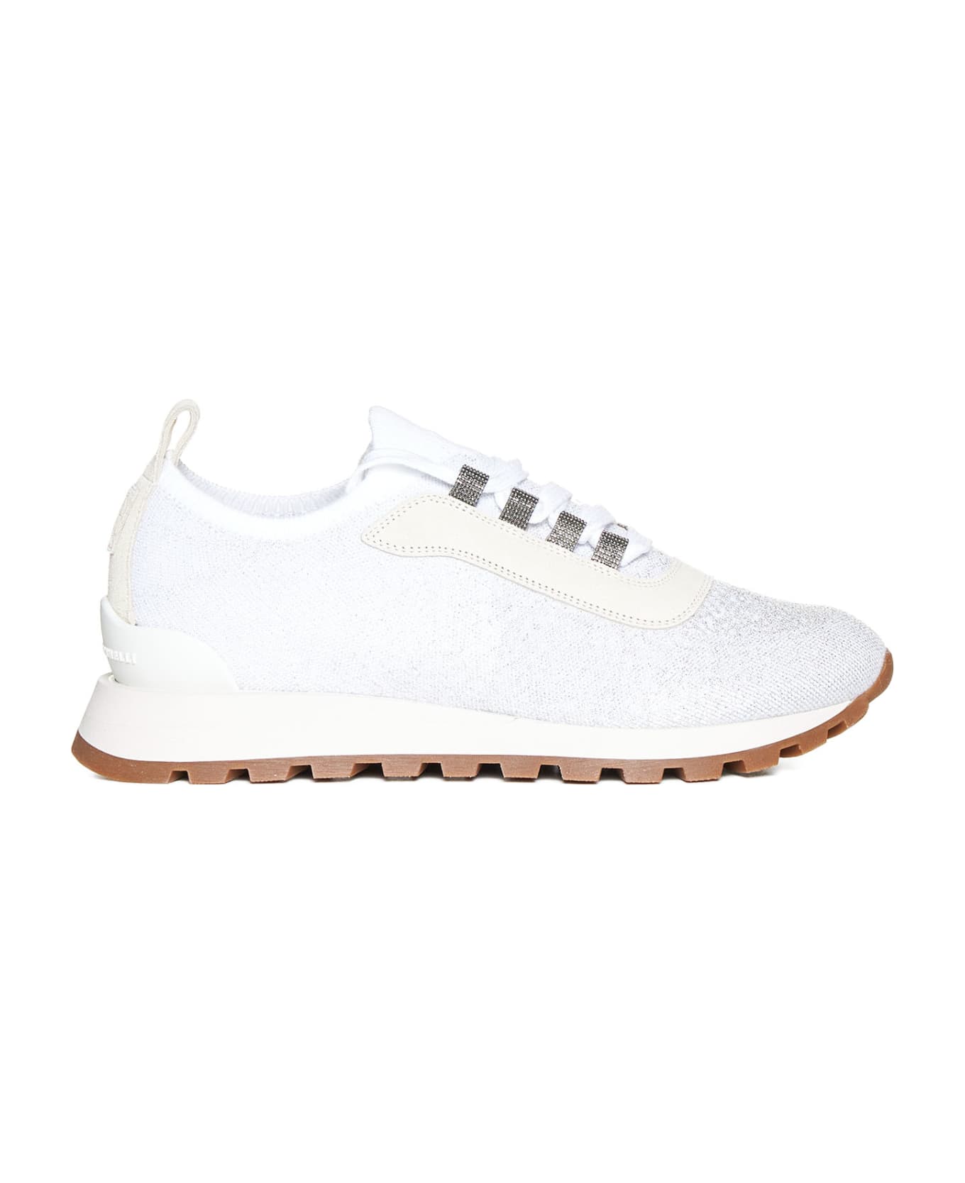 Brunello Cucinelli Knitted Lace-up Sneakers - Bianco