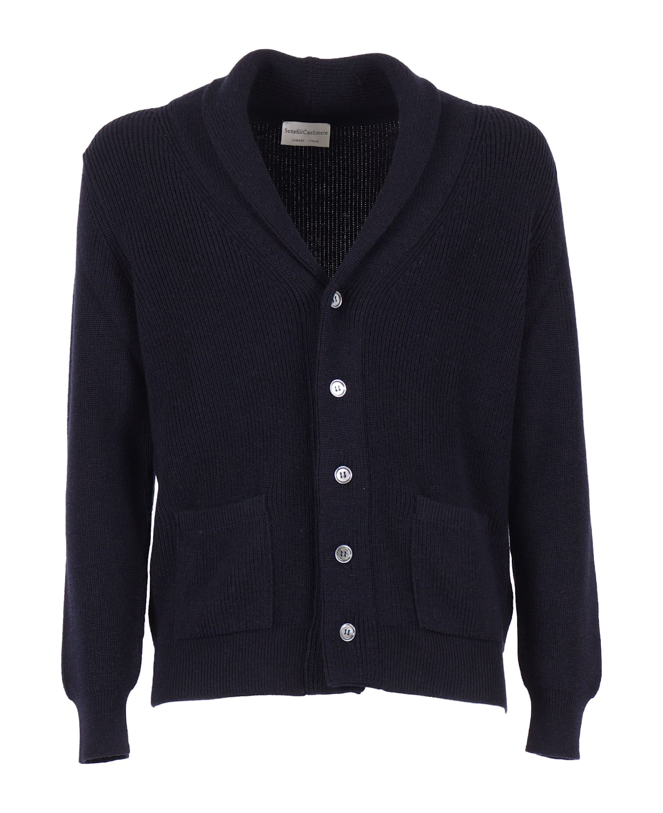 Settefili Cashmere Shawl Collar Cardigan With Pockets - BLUE