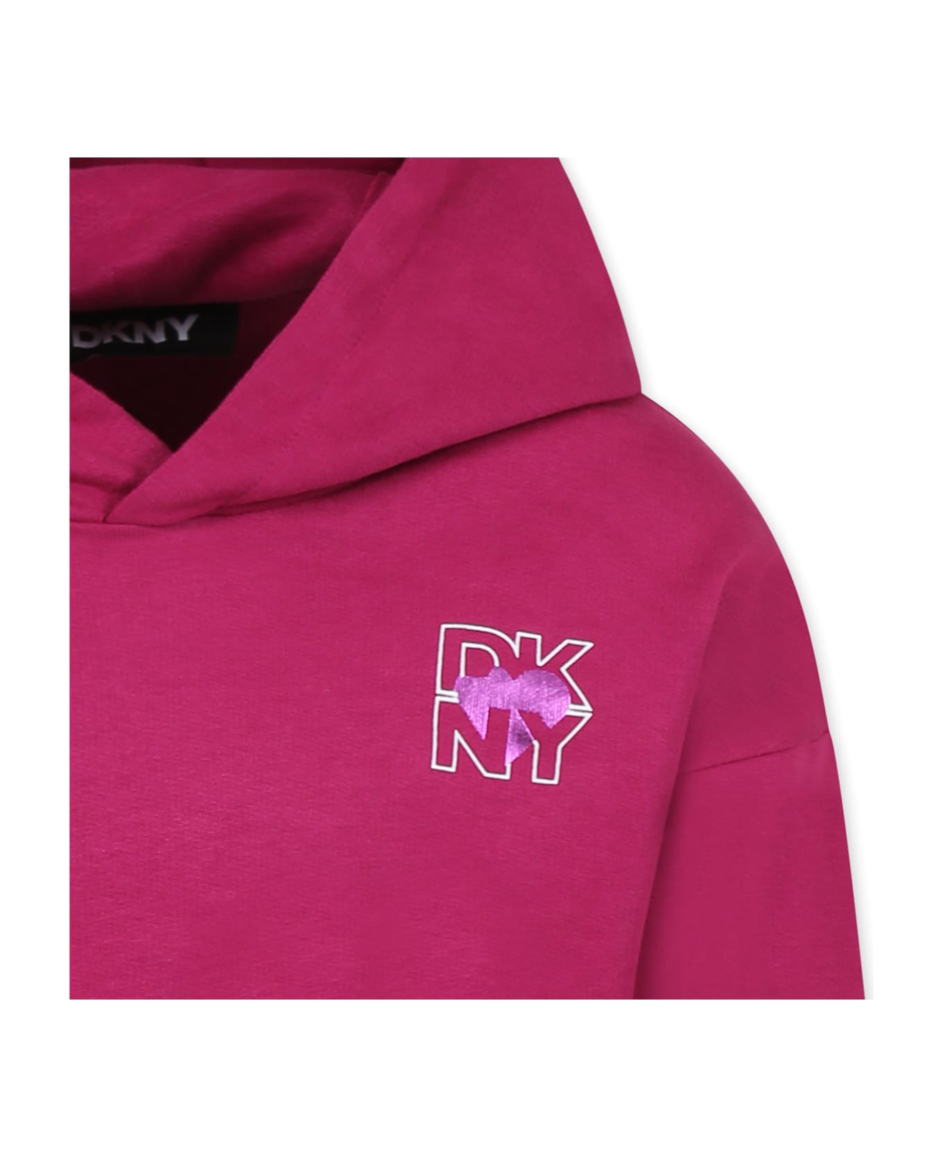 DKNY Fuchsia Sweatshirt For Girl With Logo - Fuchsia