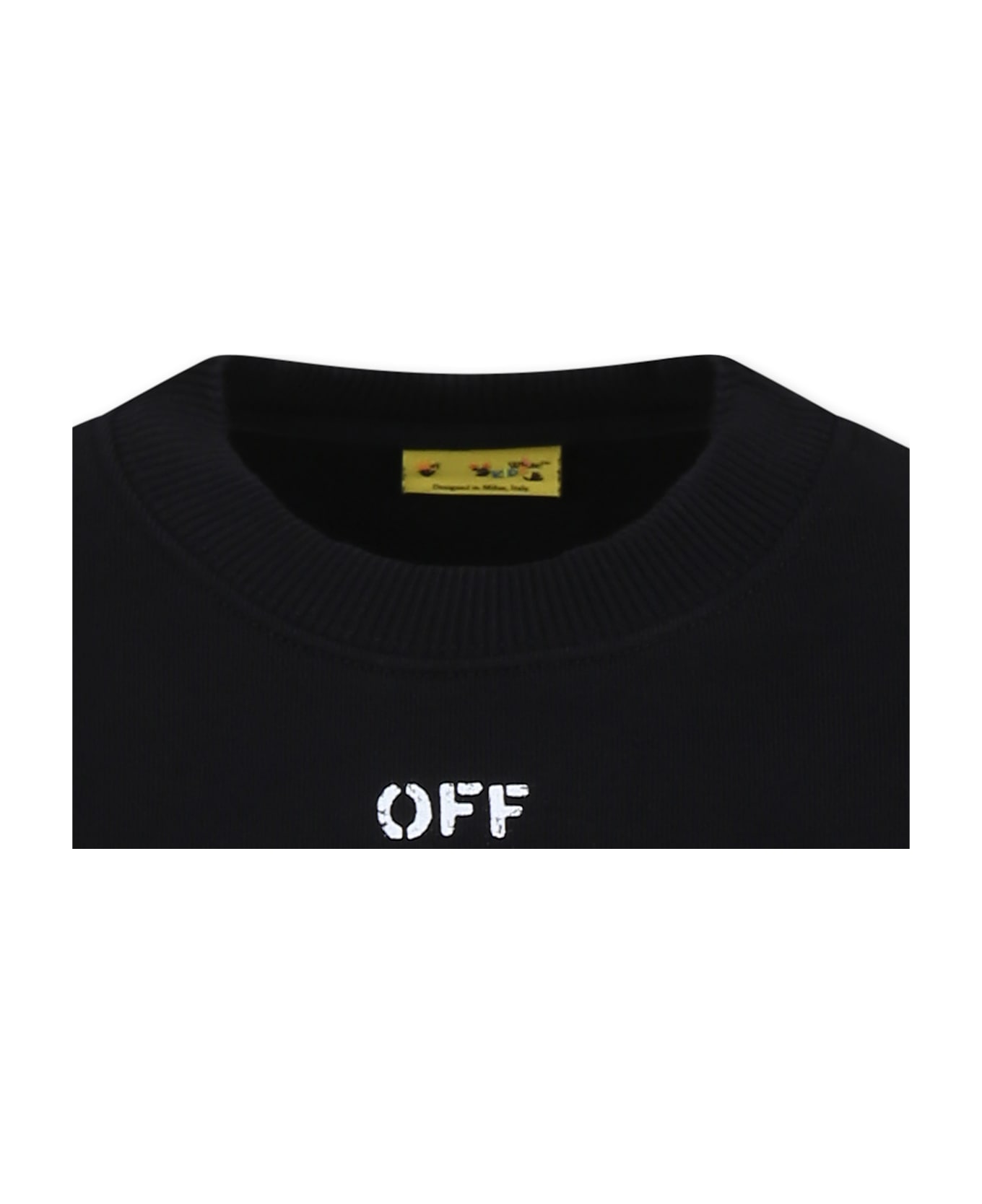 Off-White Black Sweatshirt For Boy With Logo - Black