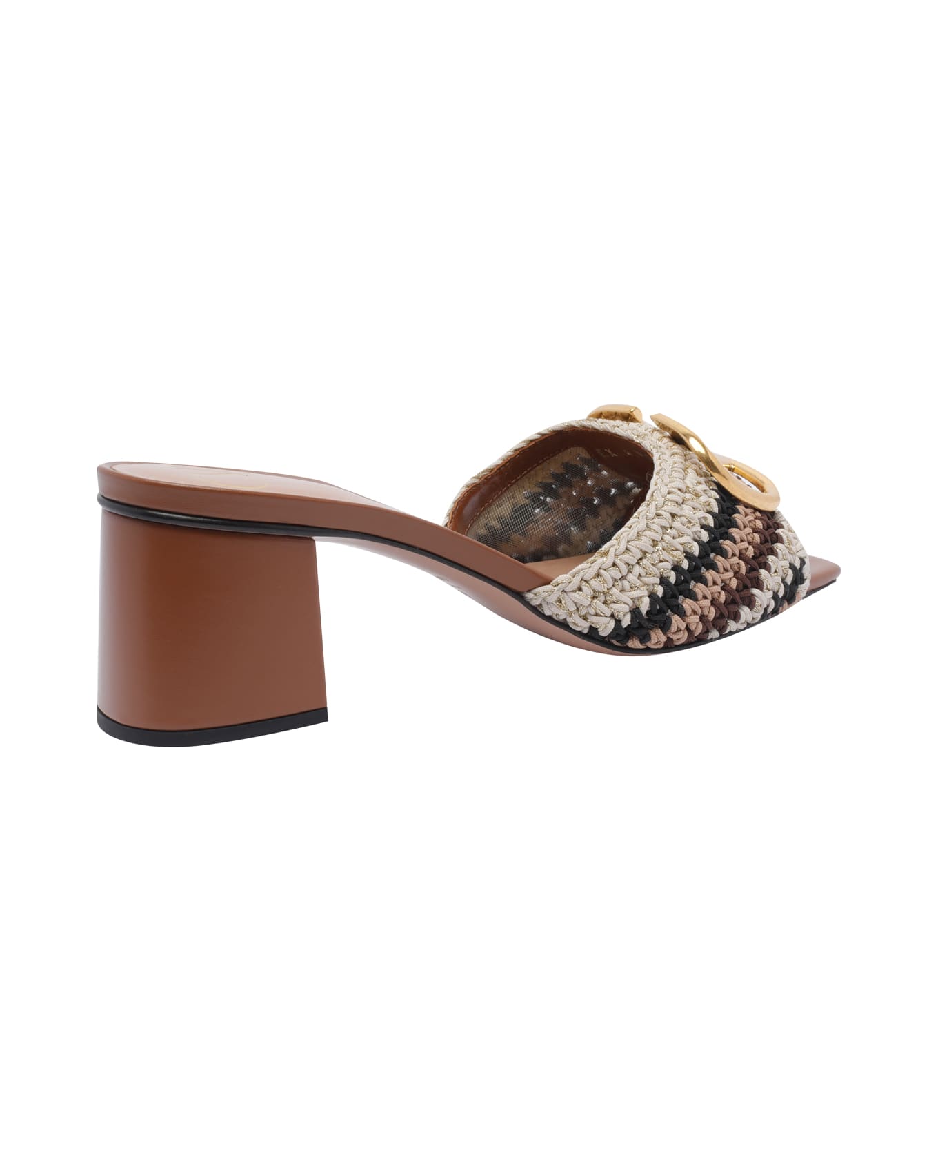 Valentino Garavani Vlogo Signature Sandal With Crochet Embroidery - MultiColour