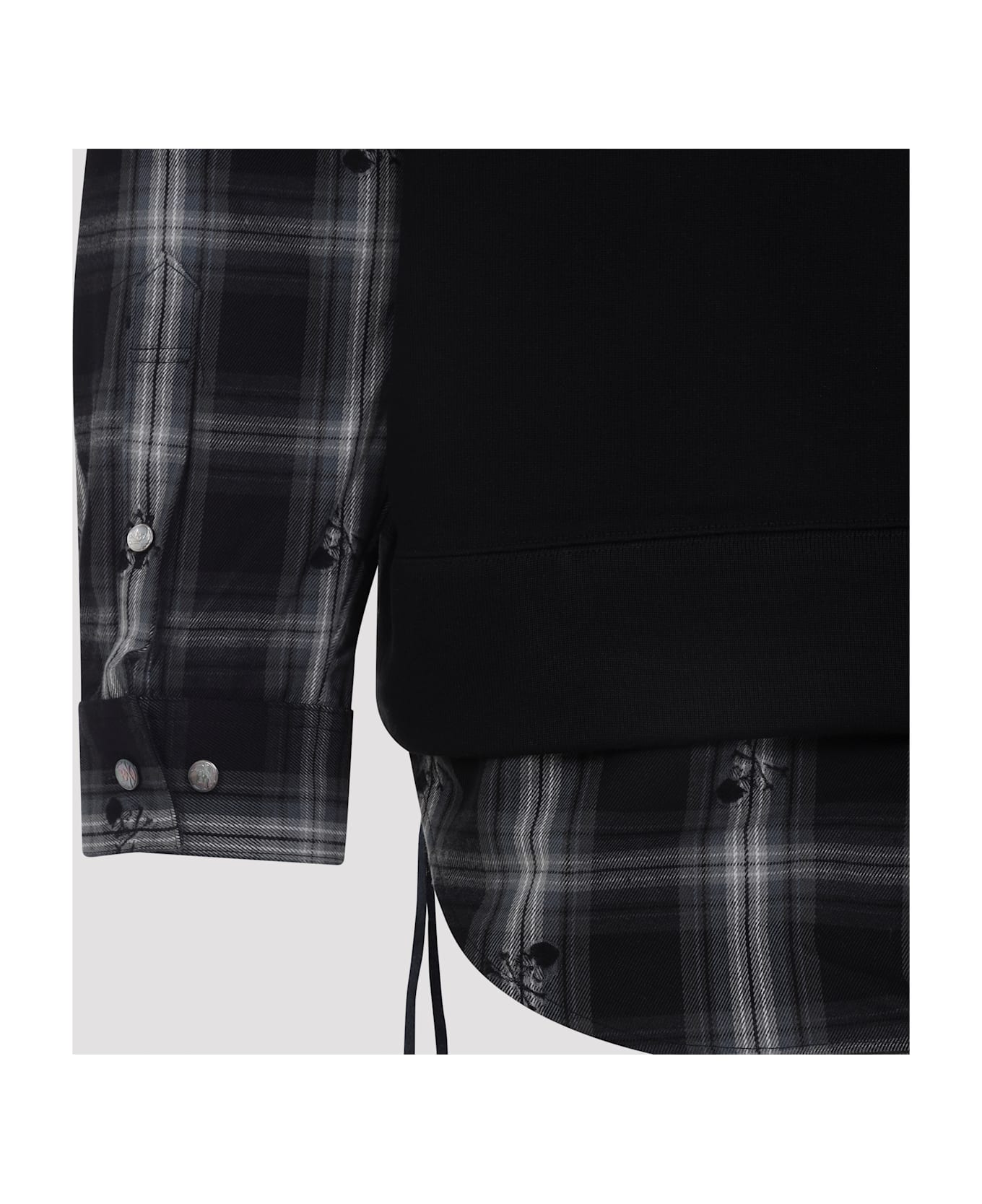 Mastermind Japan Layered Sweatshirt - Black Black Plaid