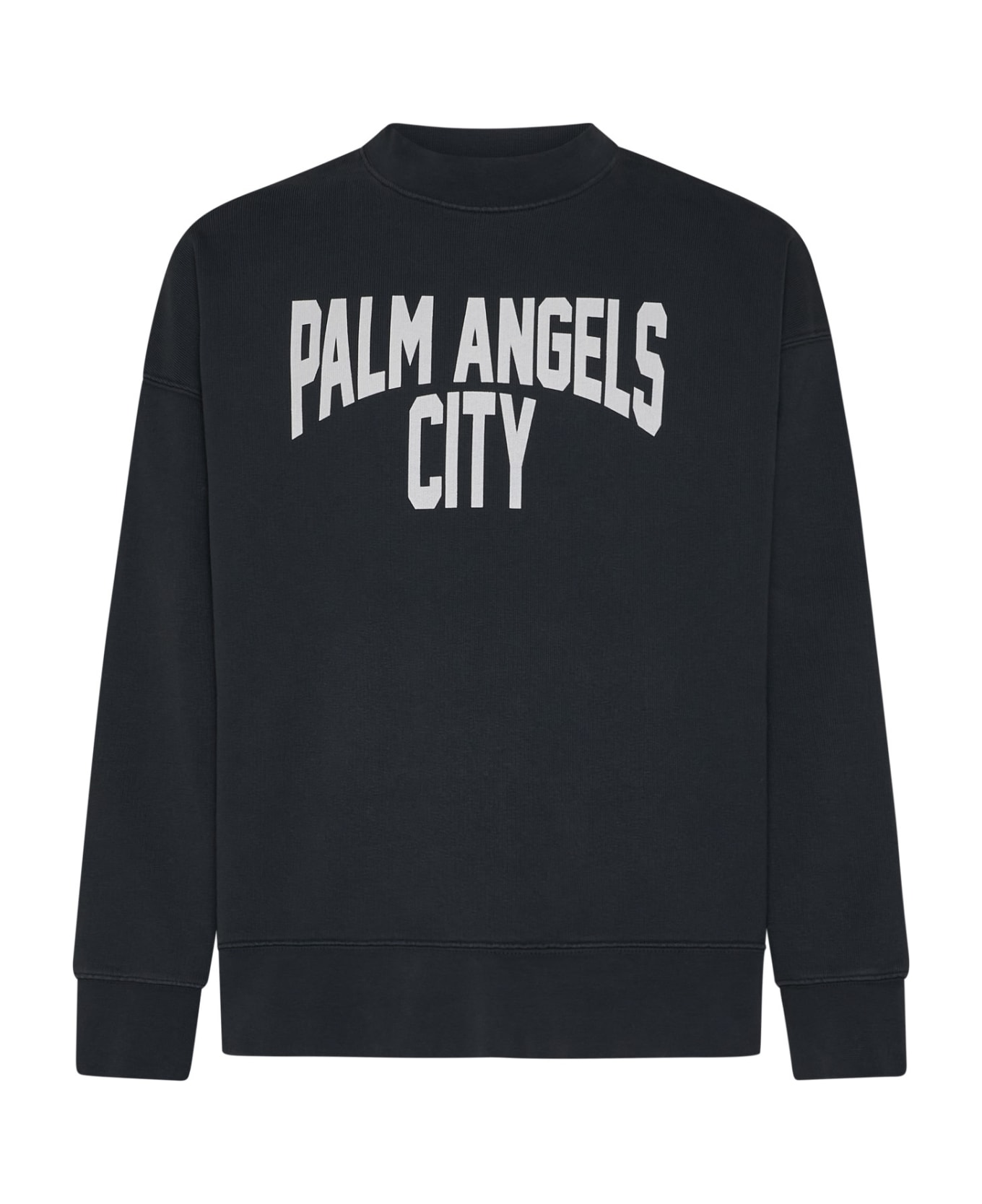 Palm Angels Pa City Washed Crewneck Sweatshirt - Dark Grey White