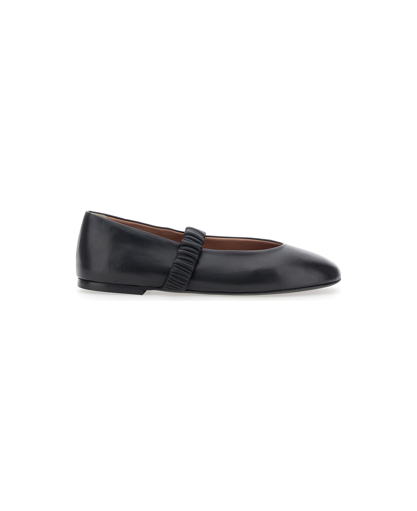Pollini Black Ballet Flats With Elasticated Band On The Front In Leather Woman - Black