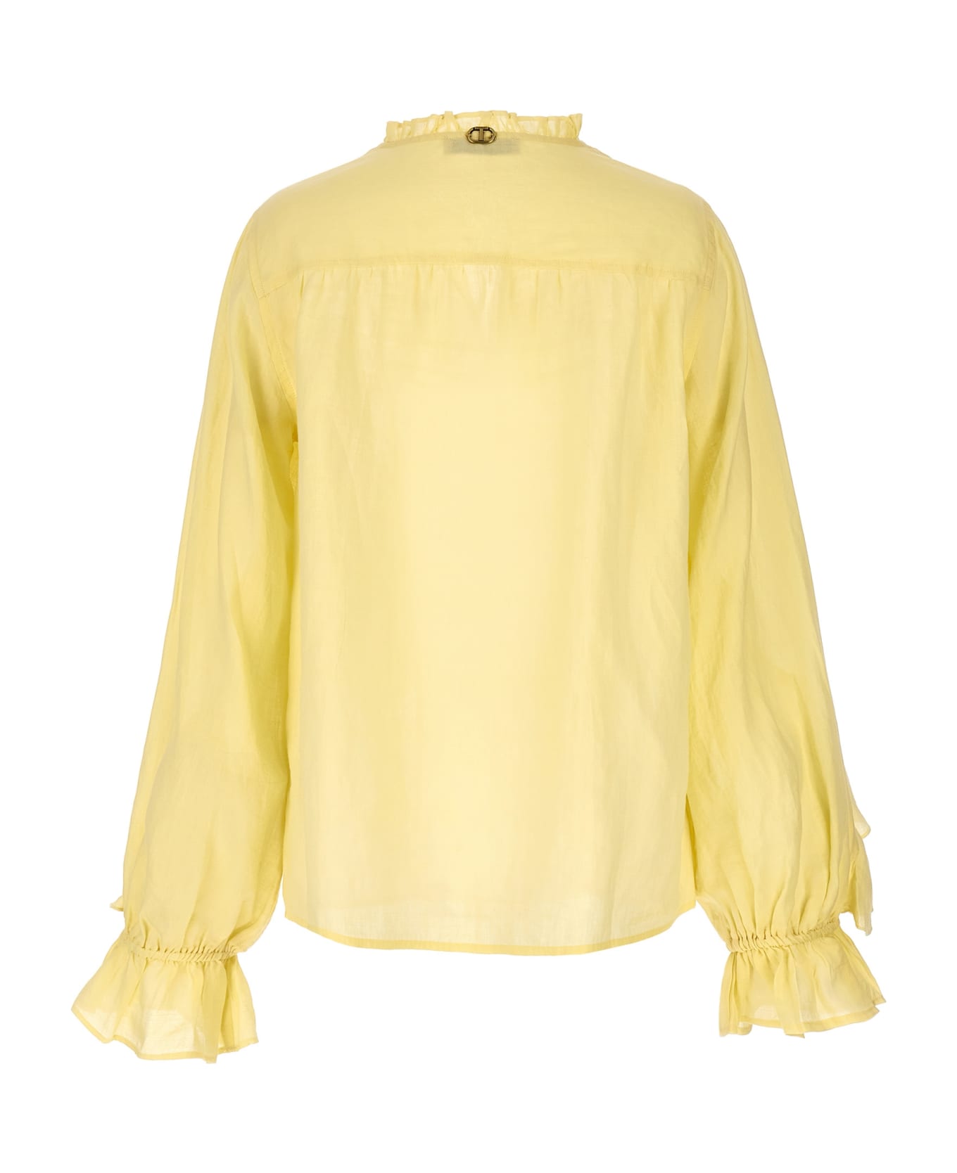 TwinSet Embroidery Ruffle Blouse - Yellow