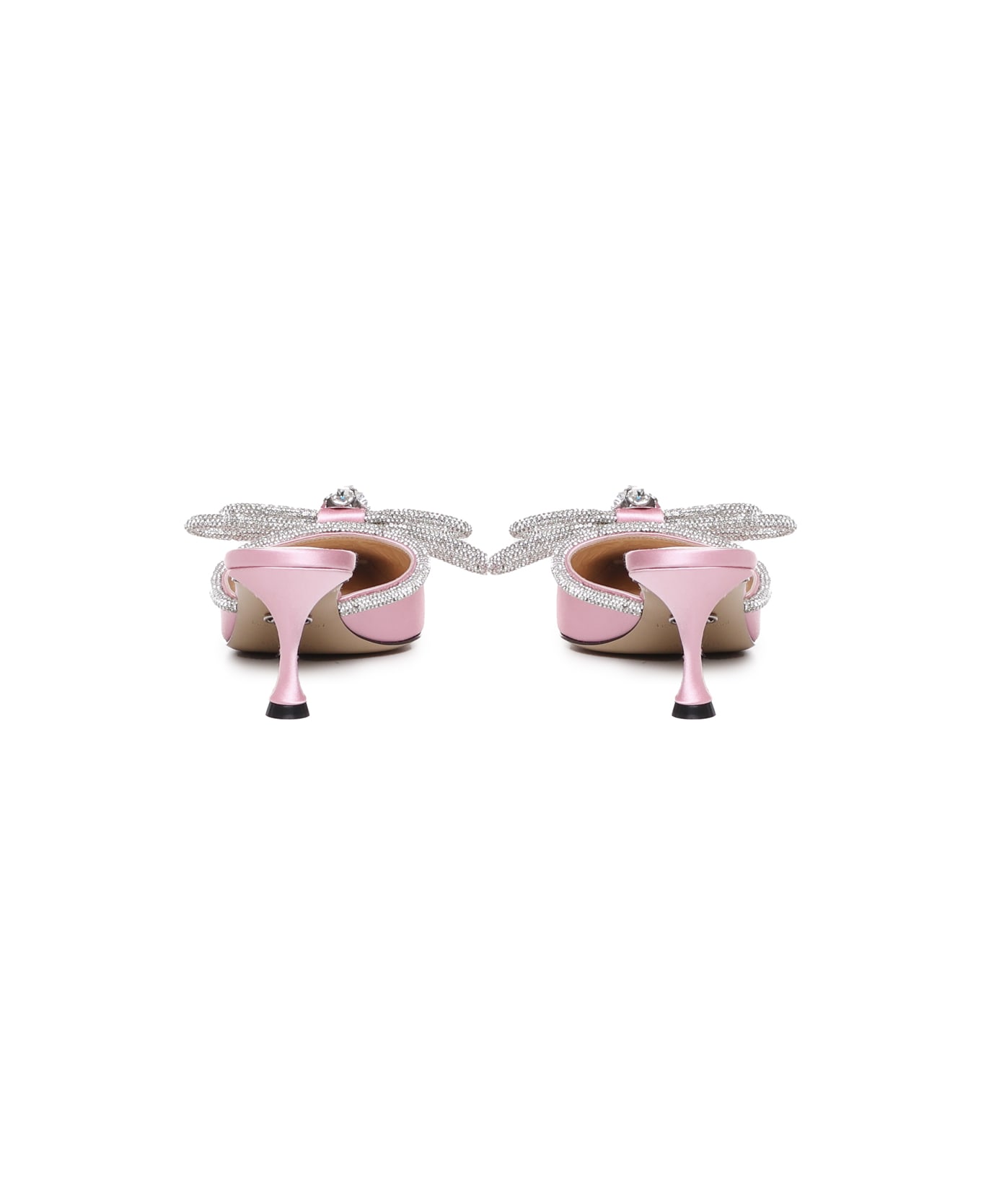 Mach & Mach Mule Double Bow In Silk - Pink