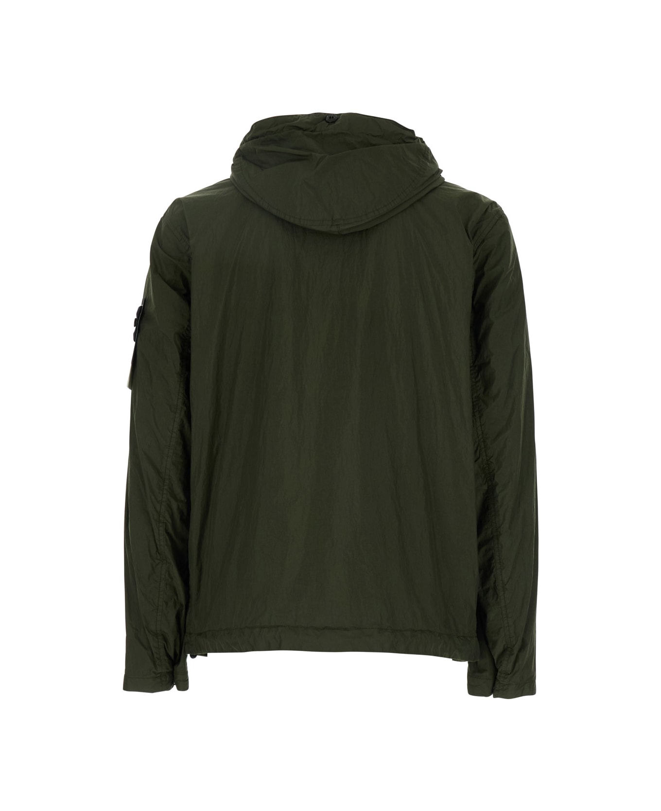 Stone Island 
creancle
 Green Jacket With Hood And Logo Patch On The Sleeve In Tech Fabric Man - Green